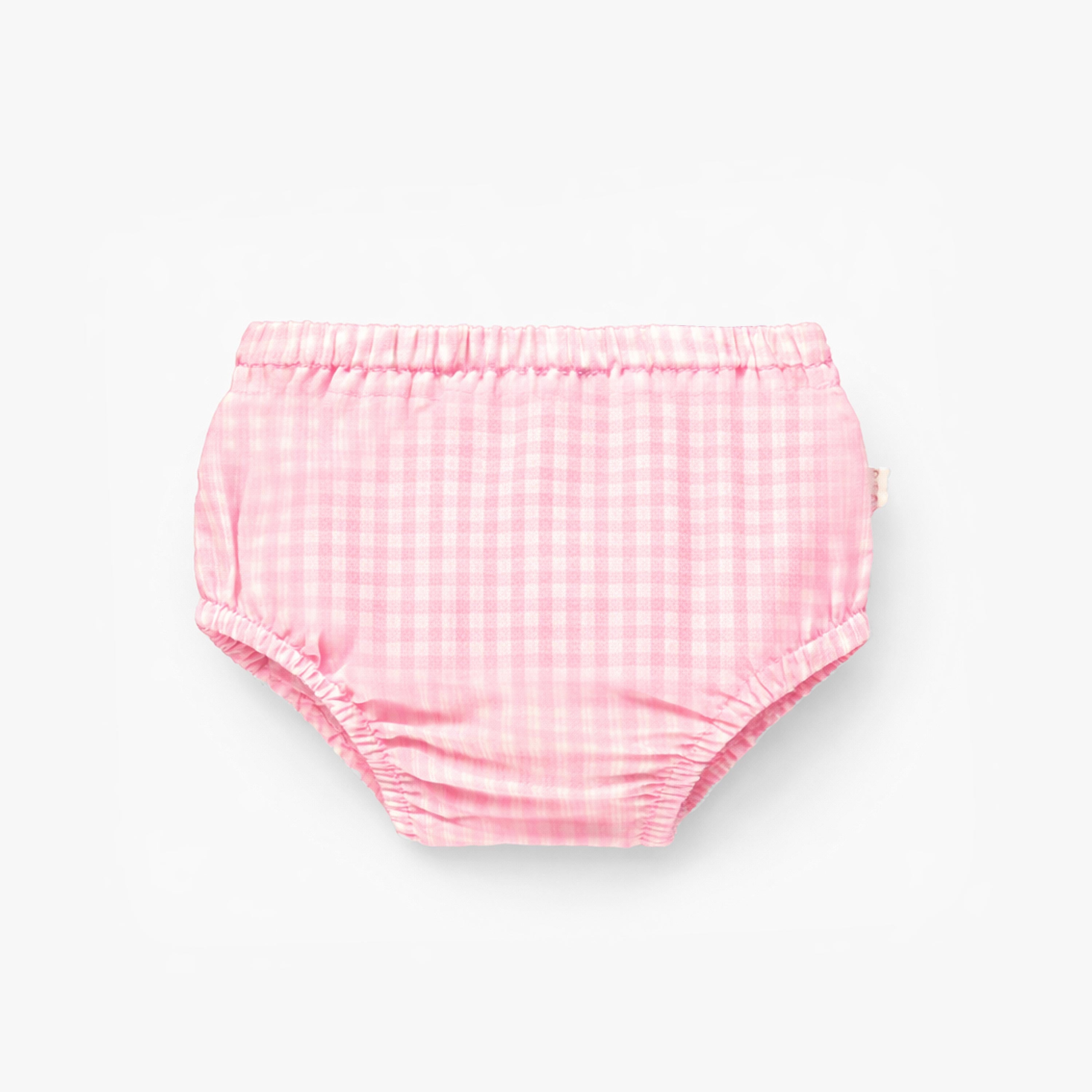 Bloomer rose à carreaux et broderie anglaise, naissance 