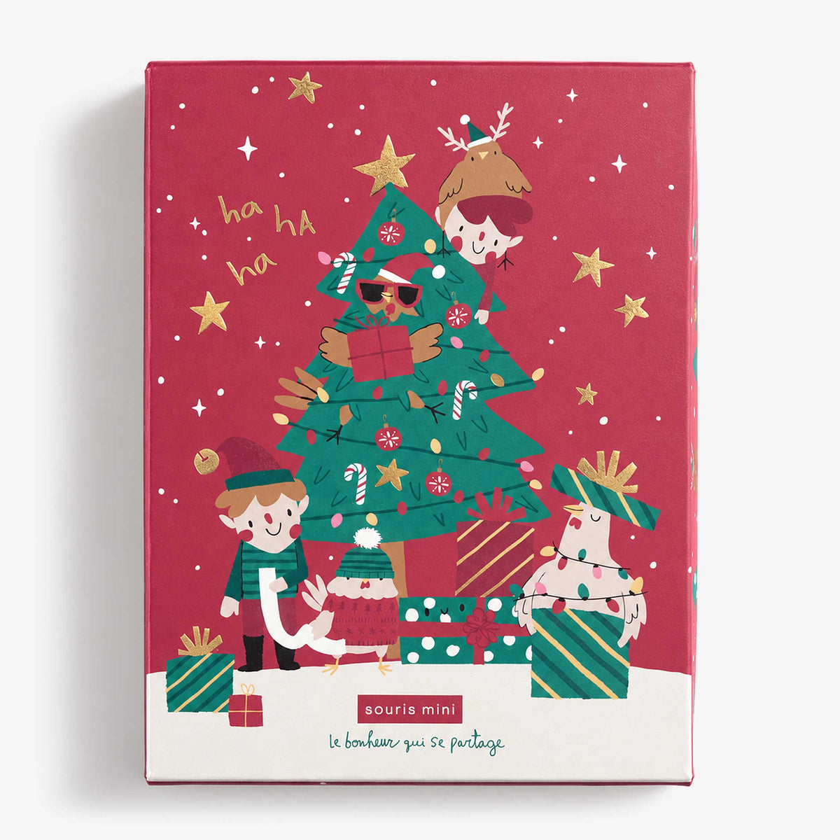 Boîte cadeau de Noël rouge au profit de Leucan - Souris Mini