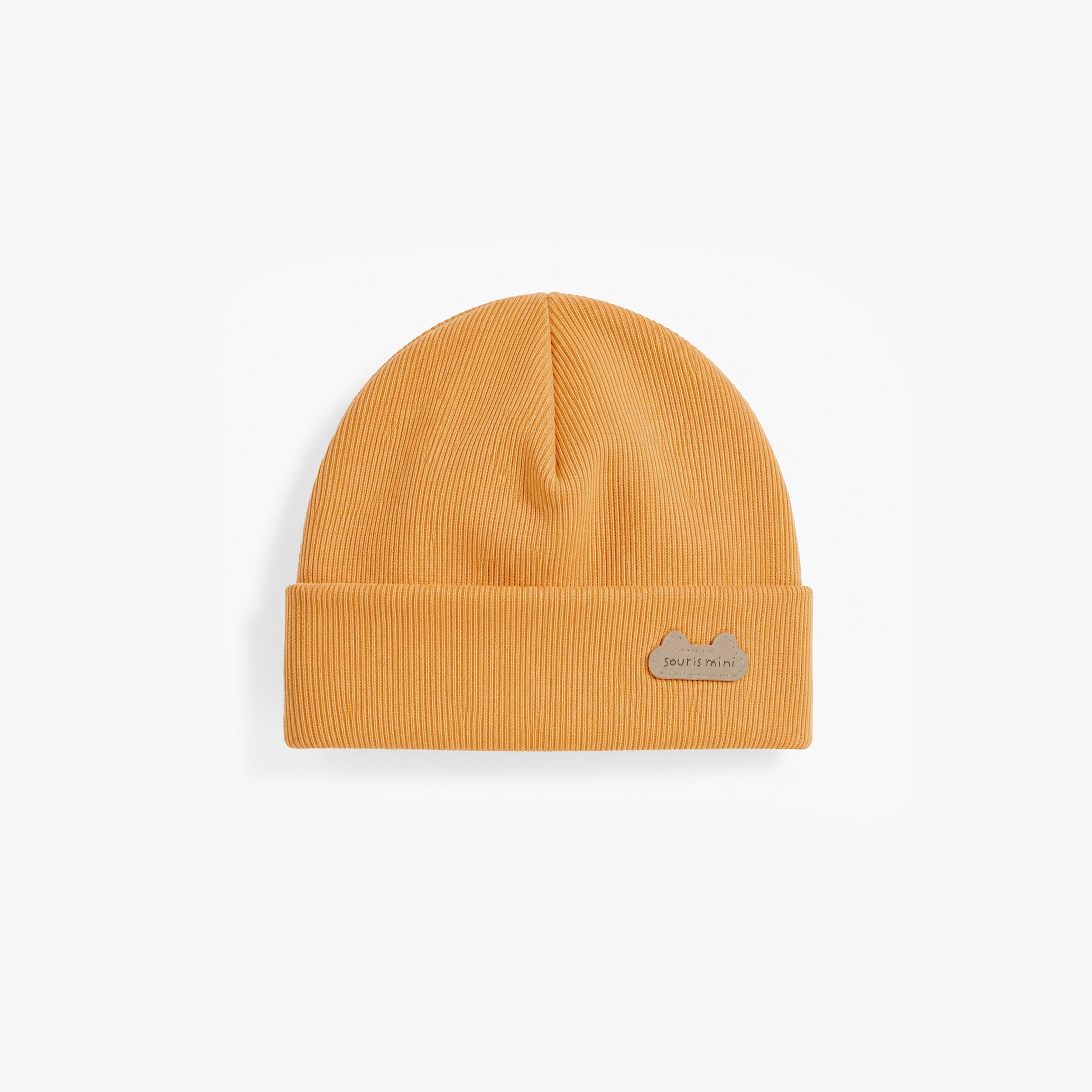 Bonnet côtelé caramel, layette - Souris Mini