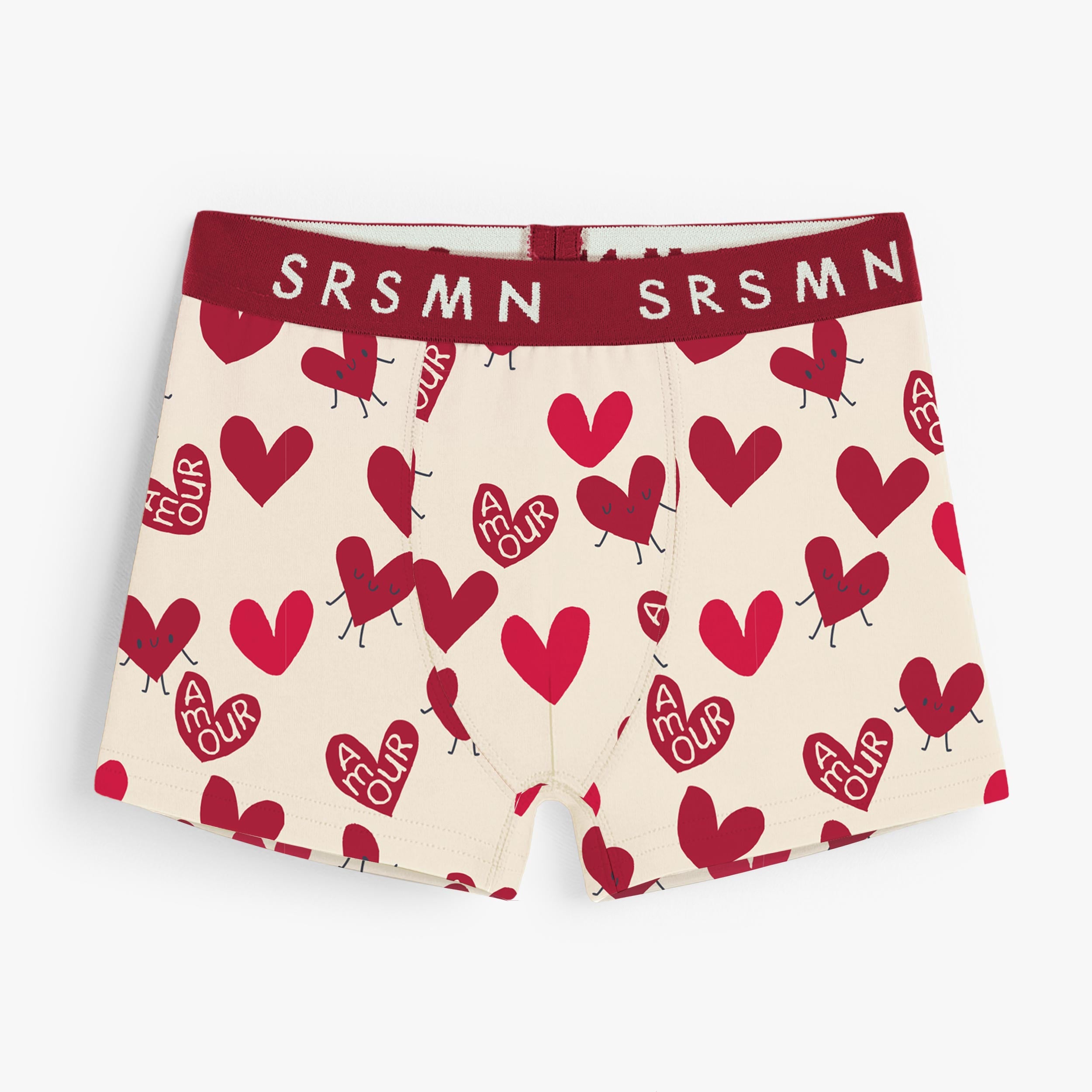Boxer crème à motifs de cœurs, enfant - Souris Mini