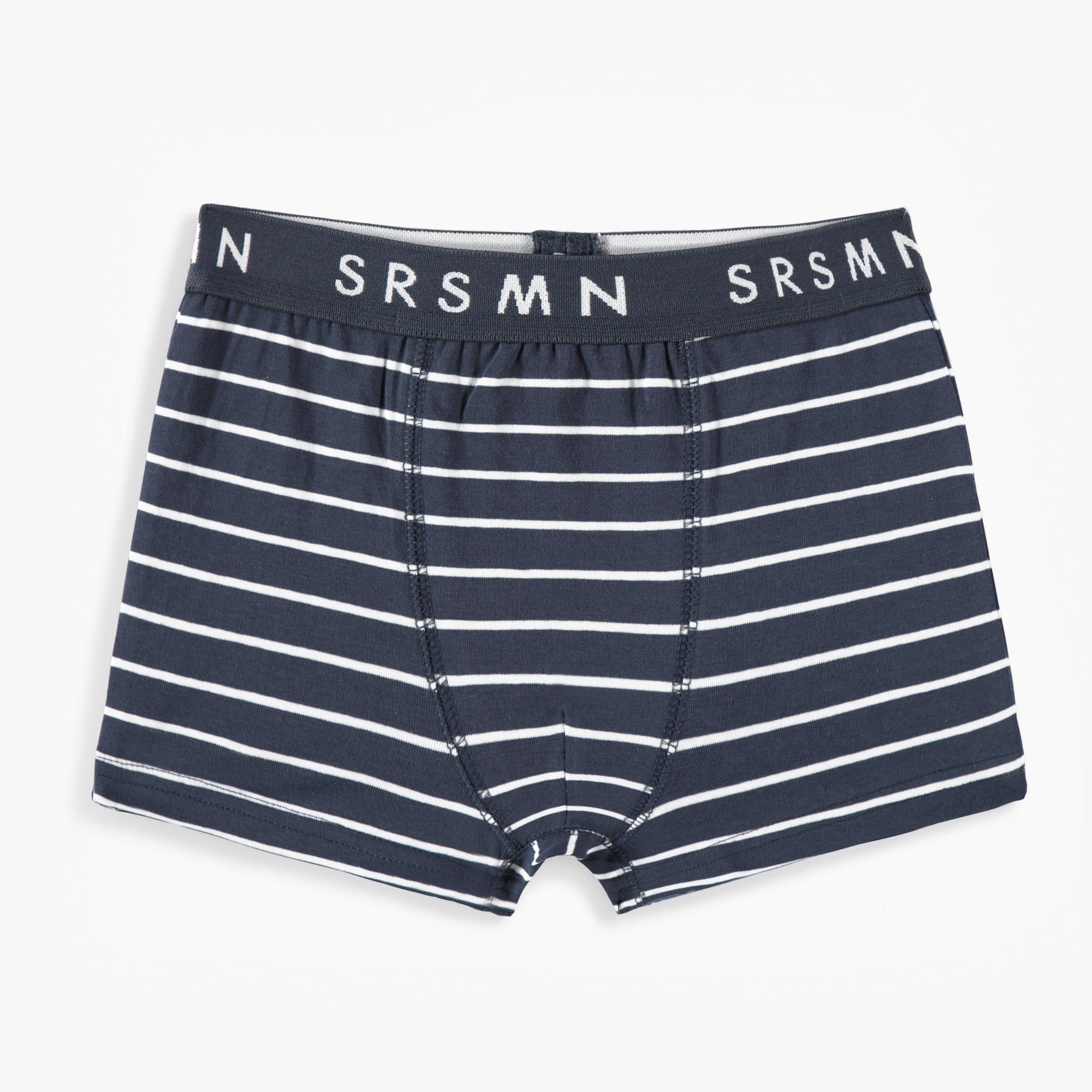 Boxer ajusté bleu foncé à rayures, enfant - Souris Mini