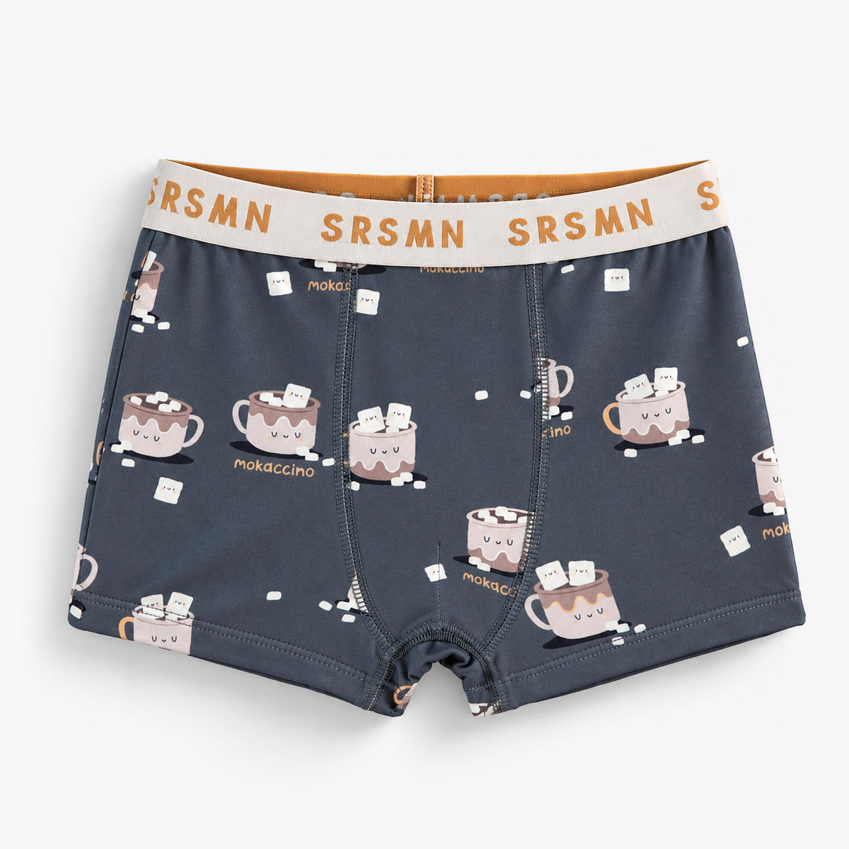 Boxer ajusté gris foncé à motifs de chocolat chaud, enfant - Souris Mini