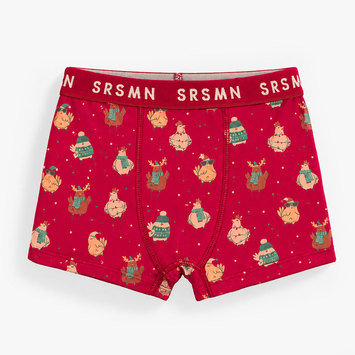 Boxer ajusté rouge à poules des Fêtes, enfant garçon - Souris Mini