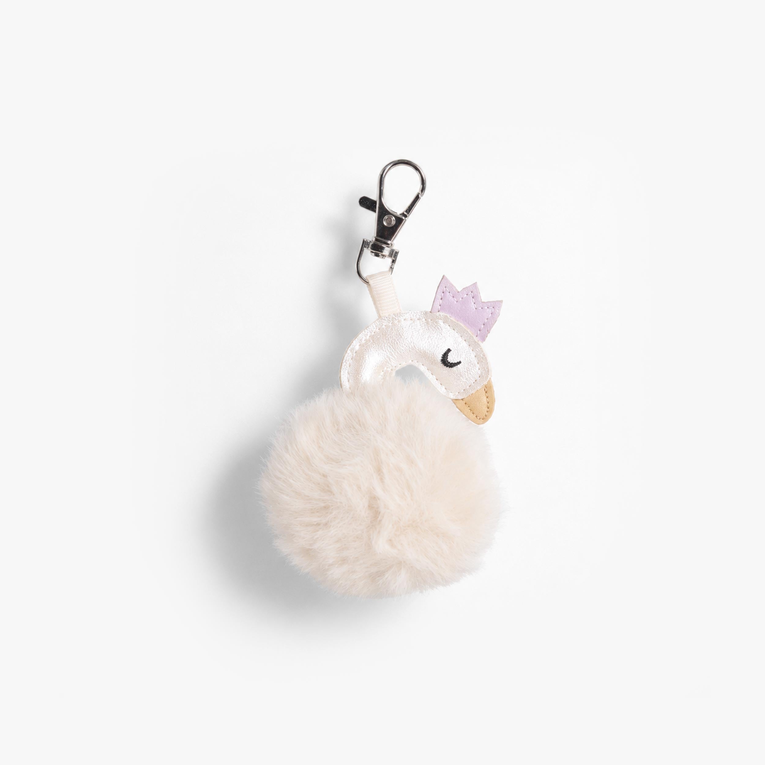Breloque cygne crème en fausse fourrure, enfant - Souris Mini