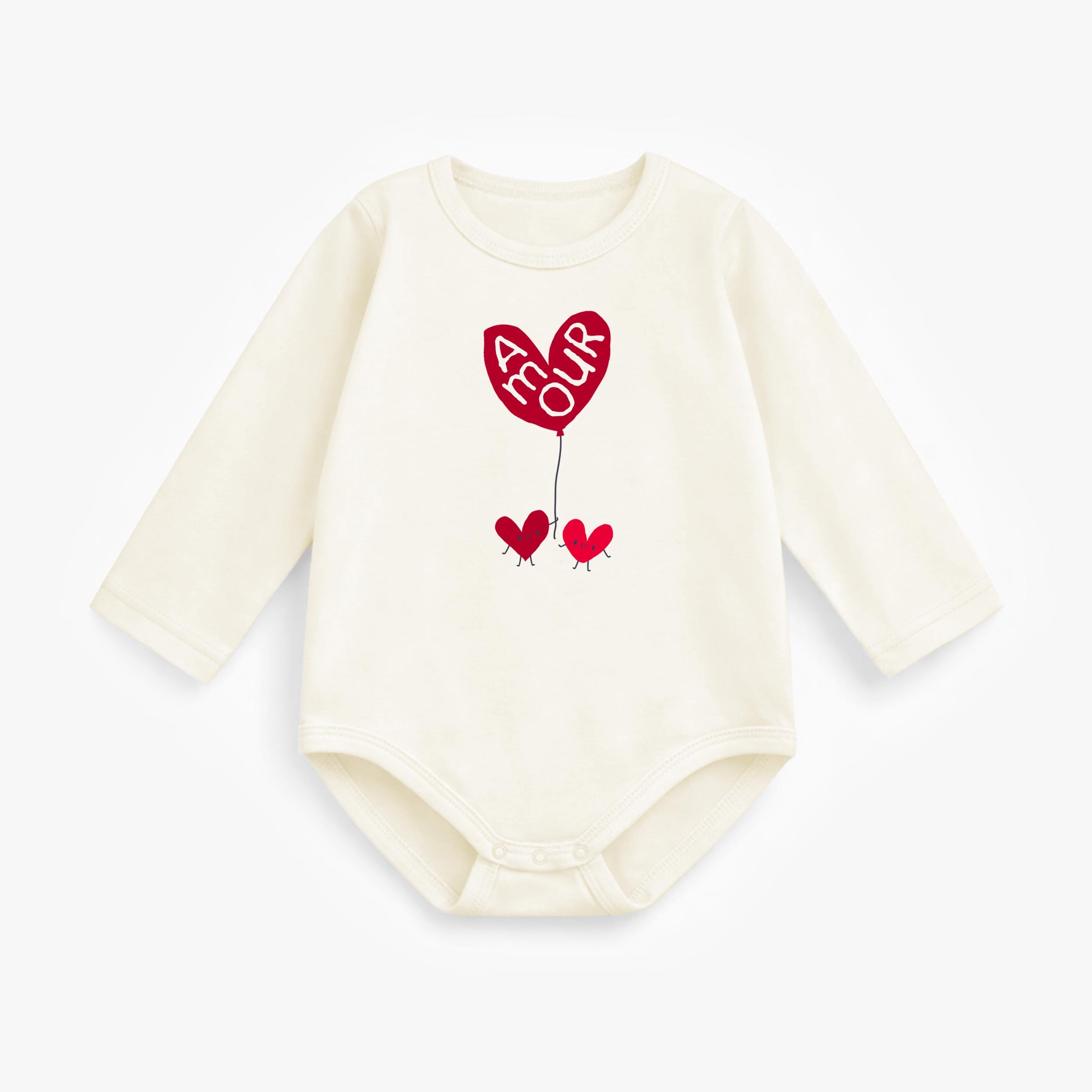 Cache-couche crème avec illustration de cœurs, bébé - Souris Mini