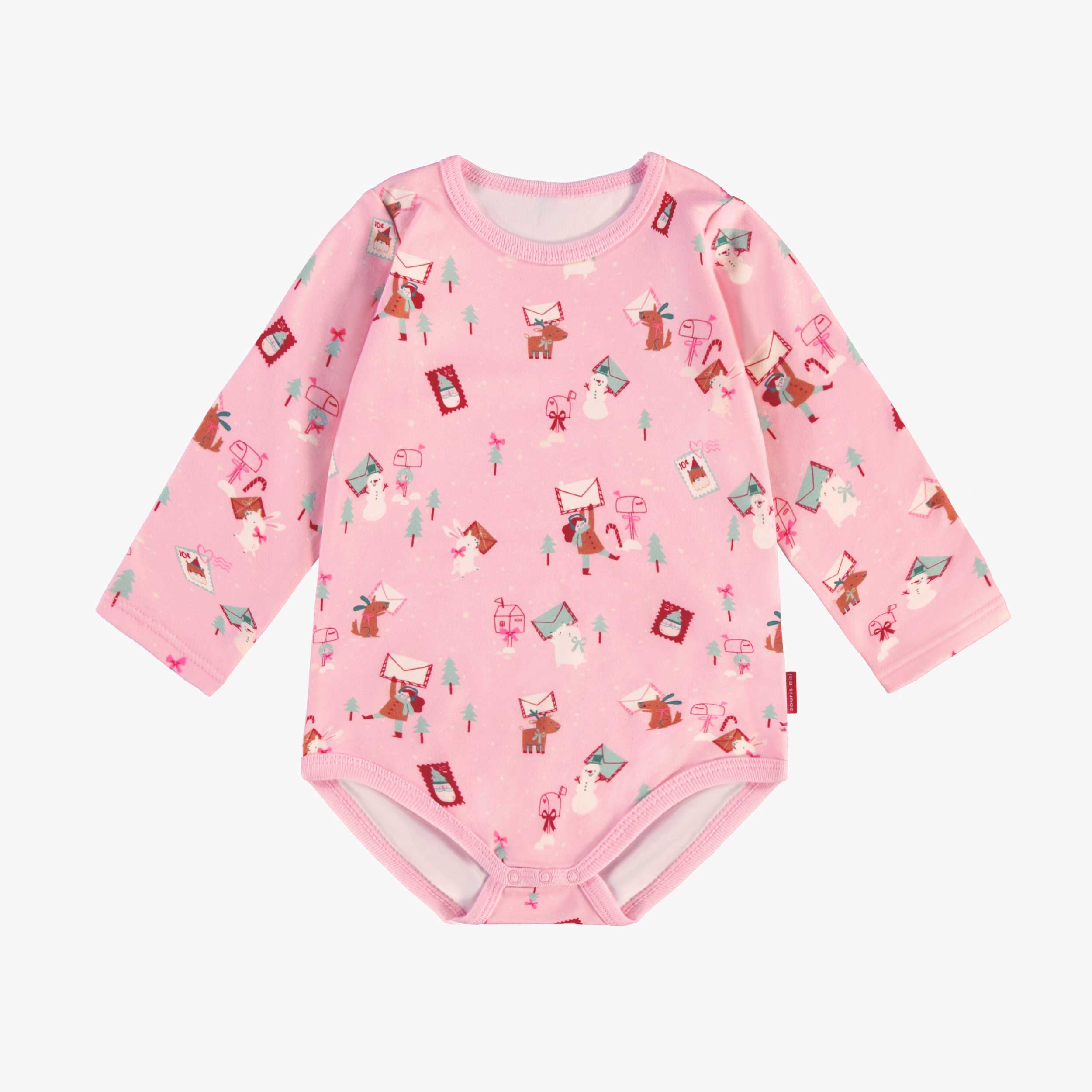 Cache-couche rose à motifs des Fêtes, bébé - Souris Mini