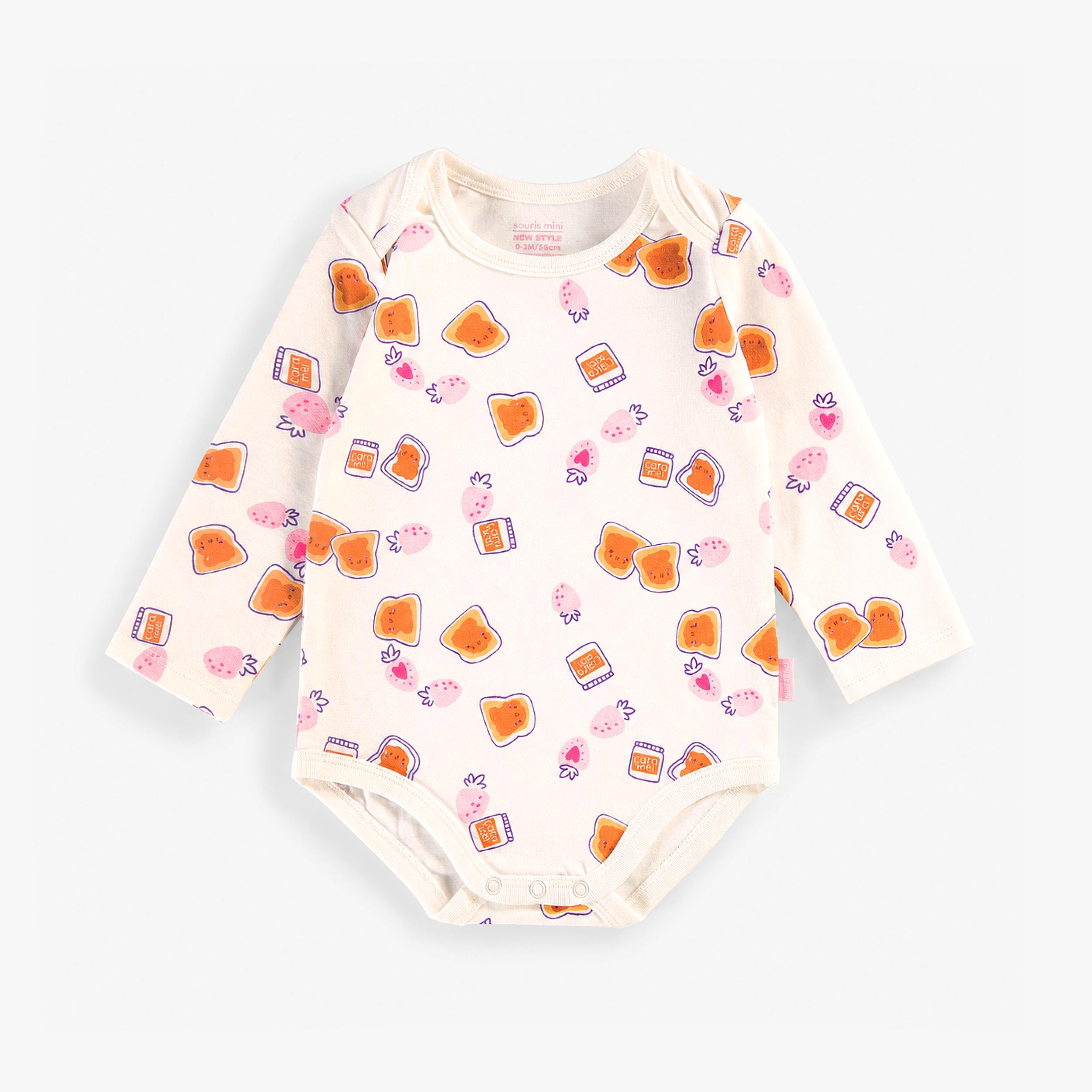 Cache-couche crème à imprimé de tartines et fraises, bébé - Souris Mini