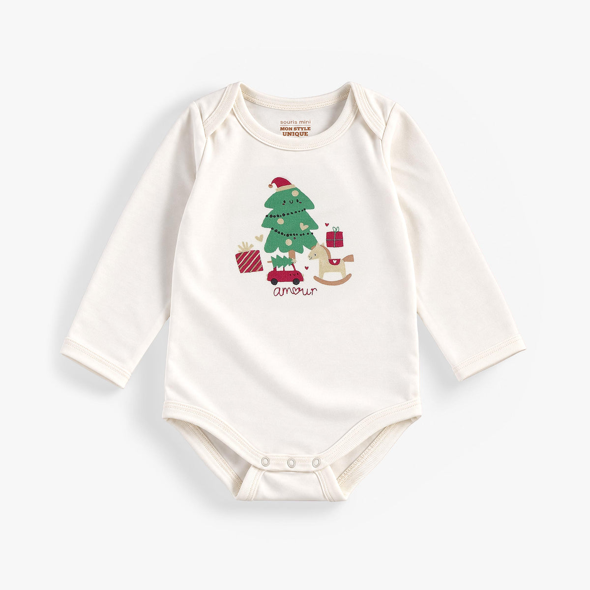 Cache-couche crème à sapin des Fêtes, bébé2 - SOuris Mini