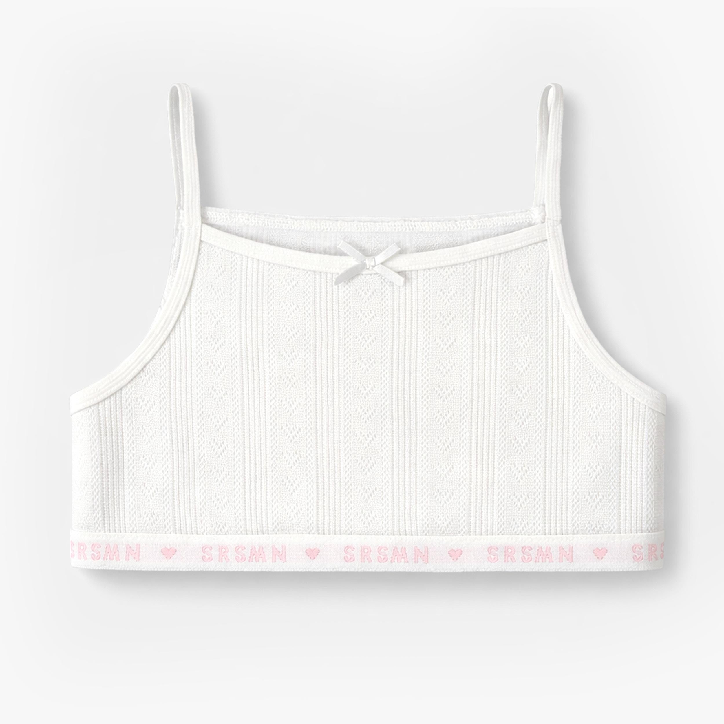Camisole courte blanche à motif pointelle, enfant - Souris Mini