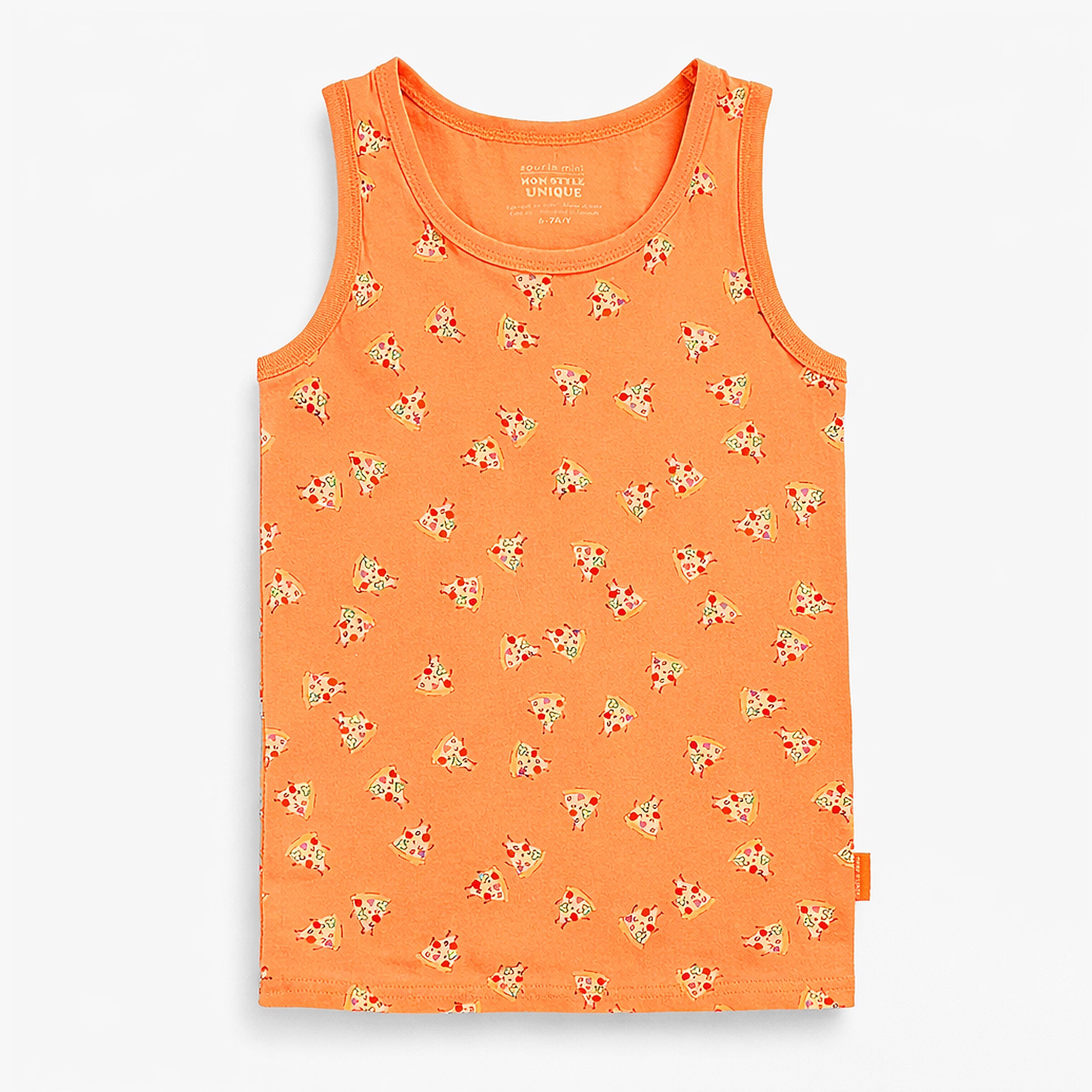 Camisole orange à motifs de pizzas, enfant - Souris Mini