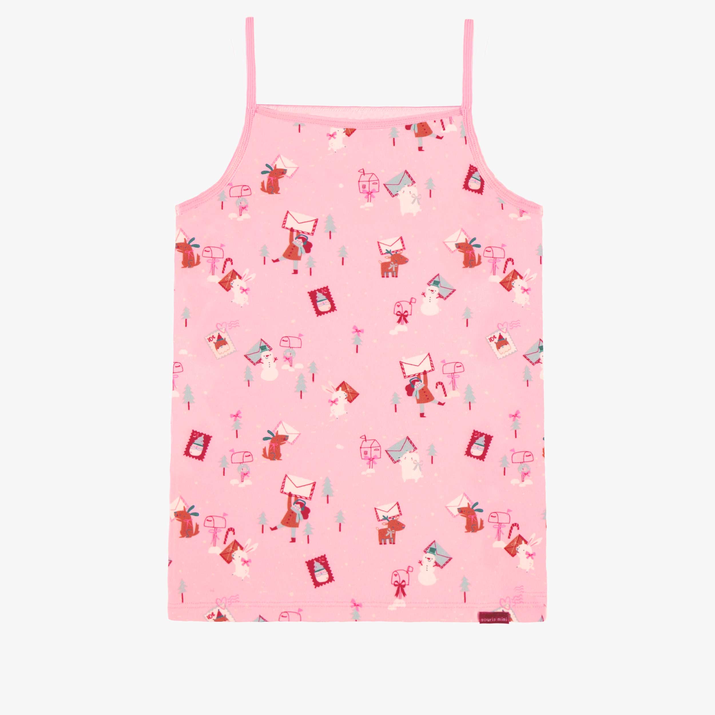 Camisole rose à motifs des Fêtes, enfant - Souris Mini