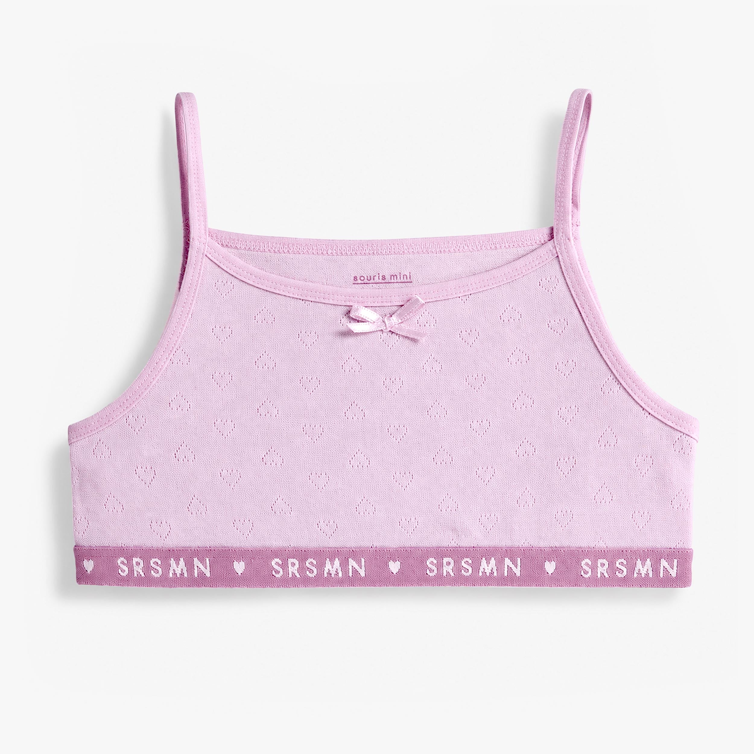 Camisole courte rose pâle en pointelle, enfant - Souris Mini