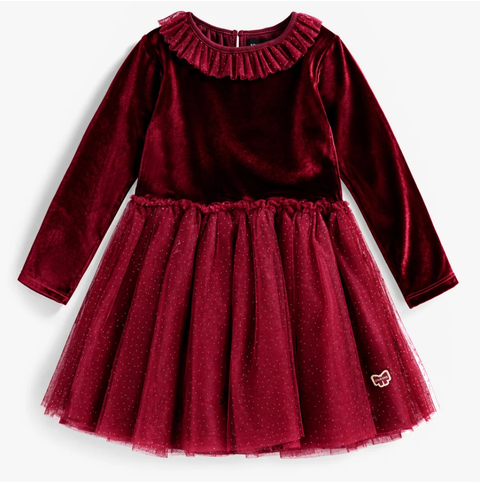 Robe rouge en velours et tulle des Fêtes, enfant