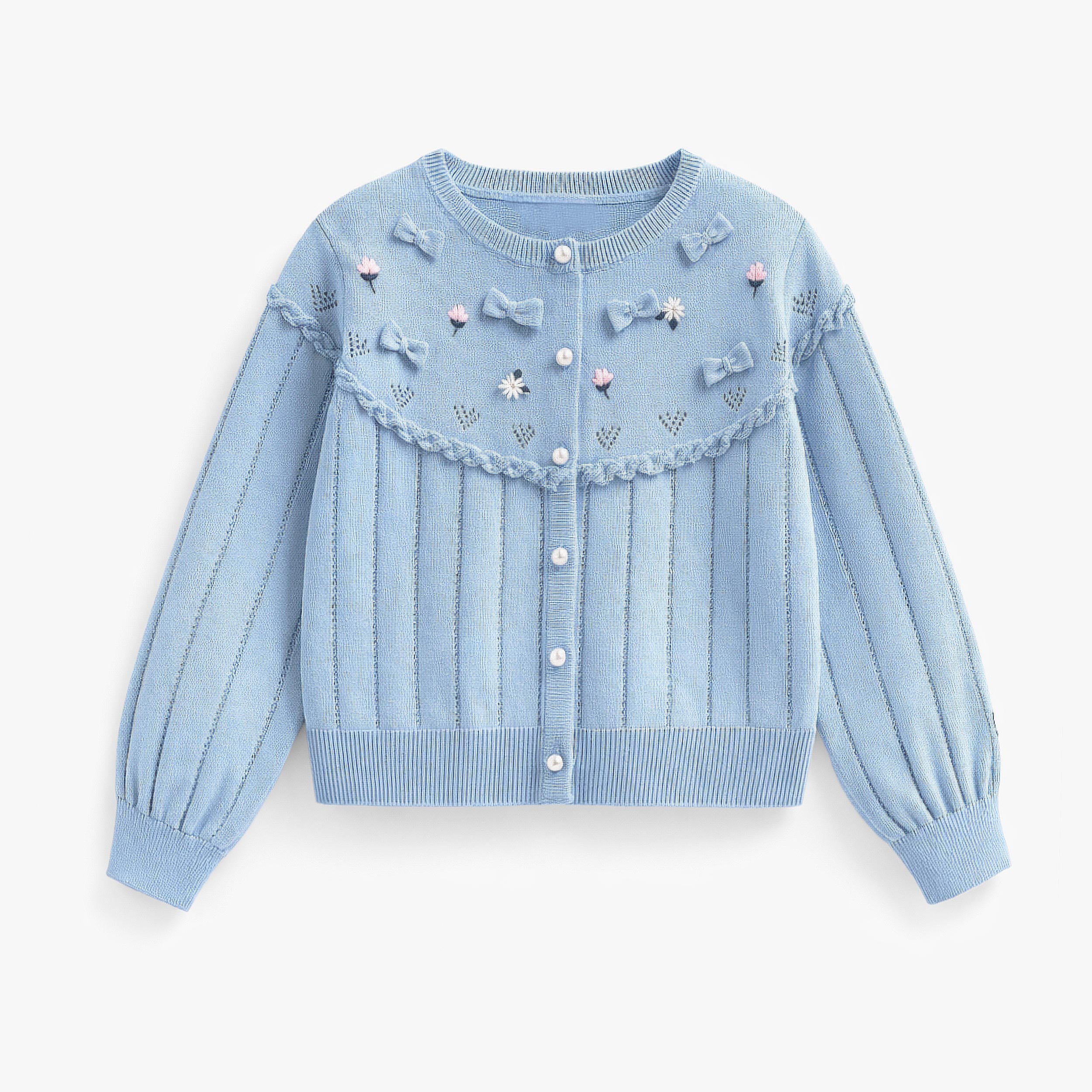 Cardigan bleu en tricot, enfant - Souris Mini