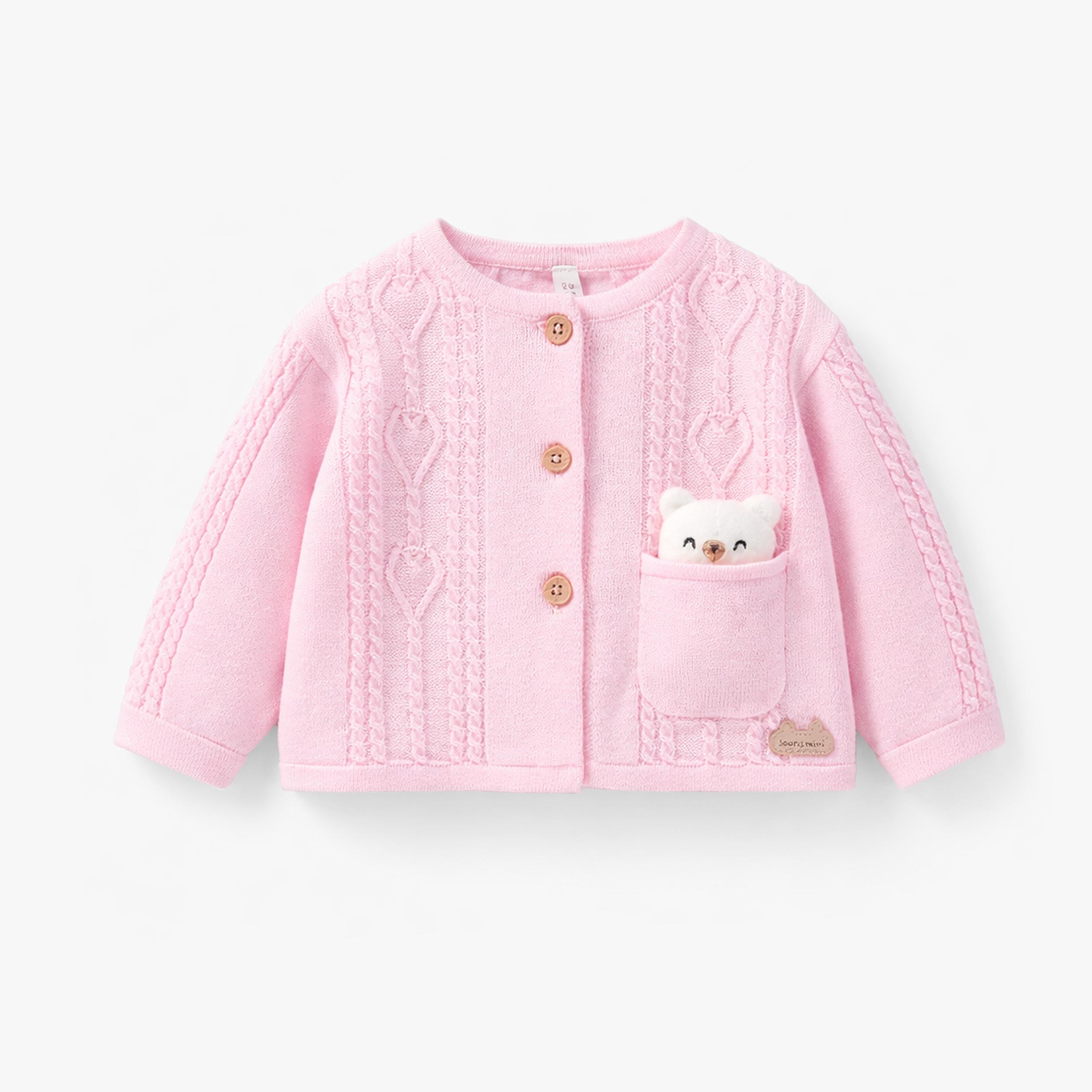 Cardigan rose en tricot, naissance - Souris  Mini