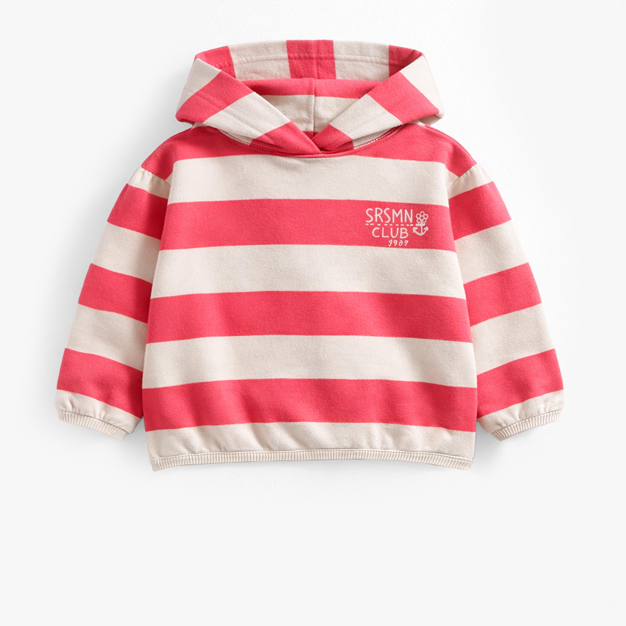 Chandail à capuchon beige avec rayures rouges, bébé - Souris Mini