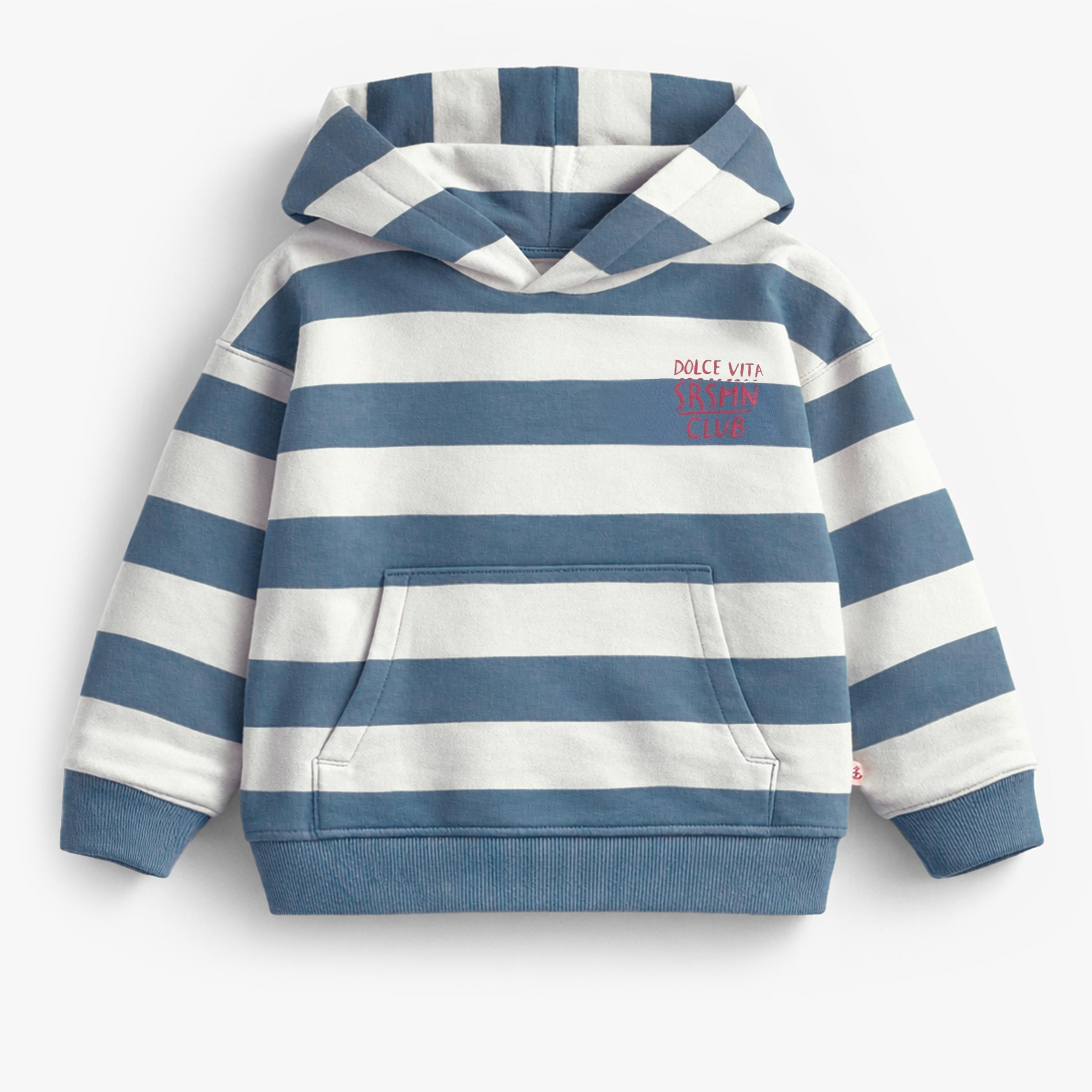 Chandail à capuchon beige à rayures rouges, enfant - Souris Mini