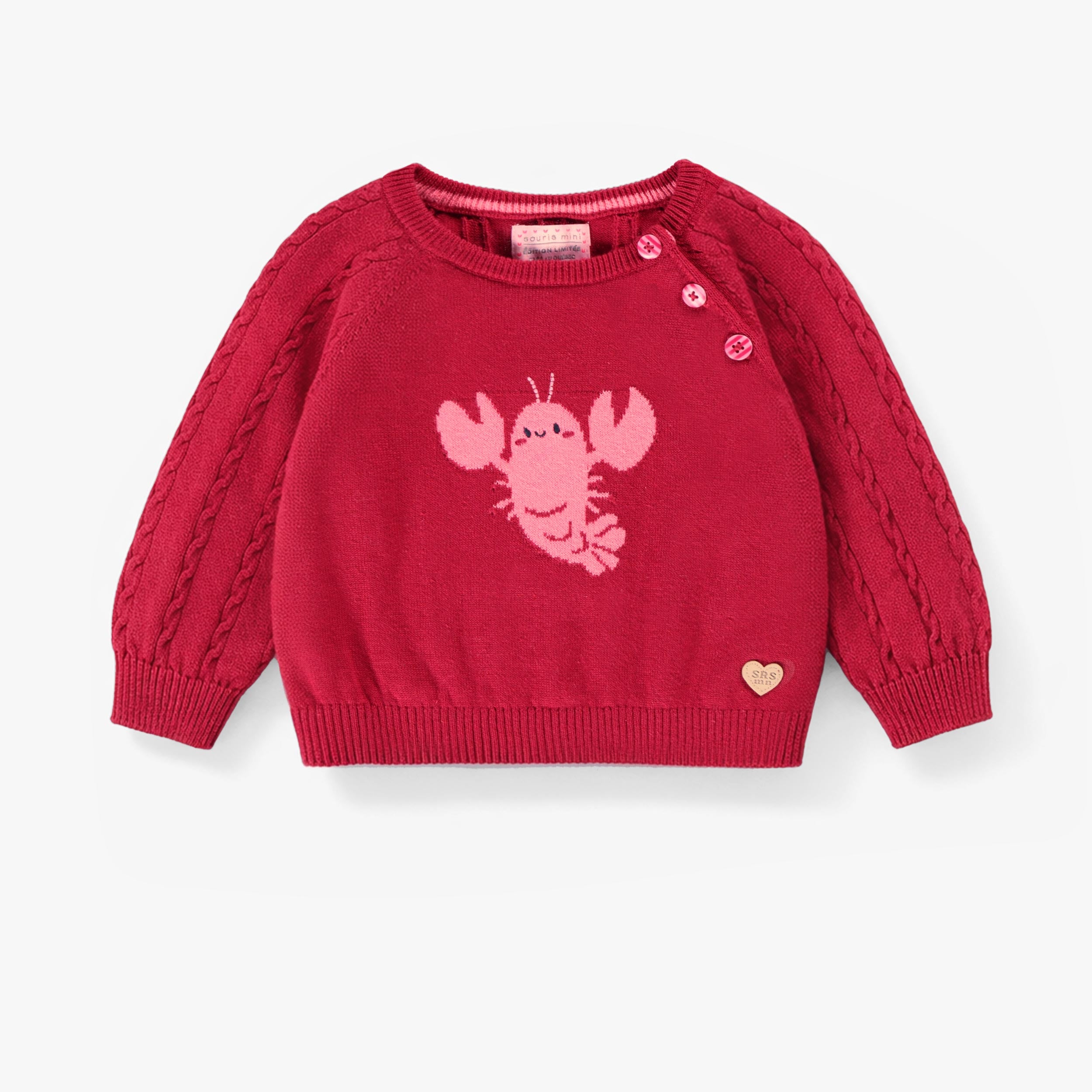 Chandail rouge en tricot avec homard, bébé - Souris Mini