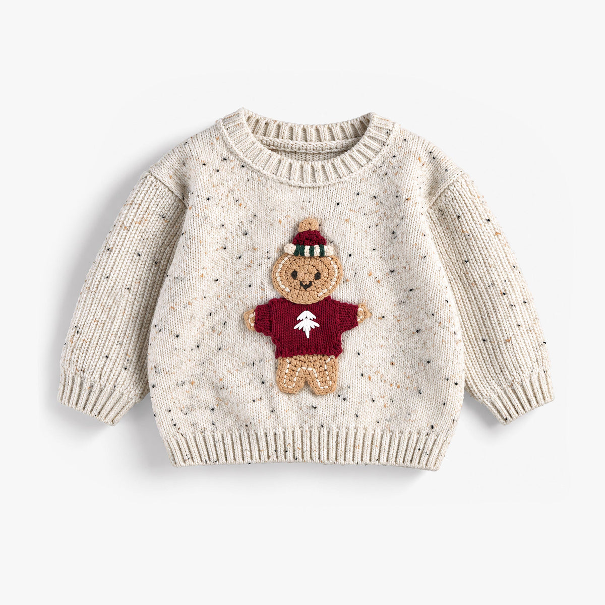 Chandail crème en tricot moucheté avec illustration, naissance - Souris Mini