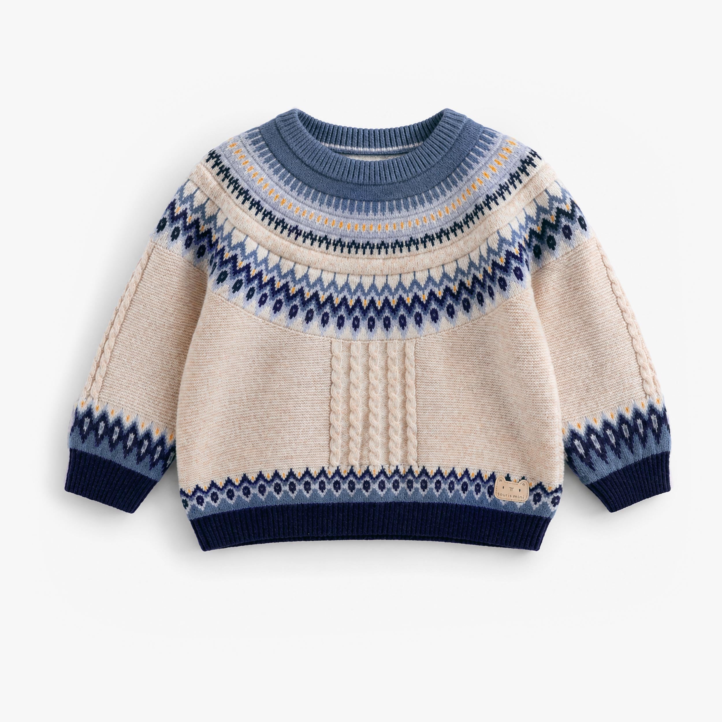 Chandail en tricot crème à motifs jacquard, bébé - Souris Mini