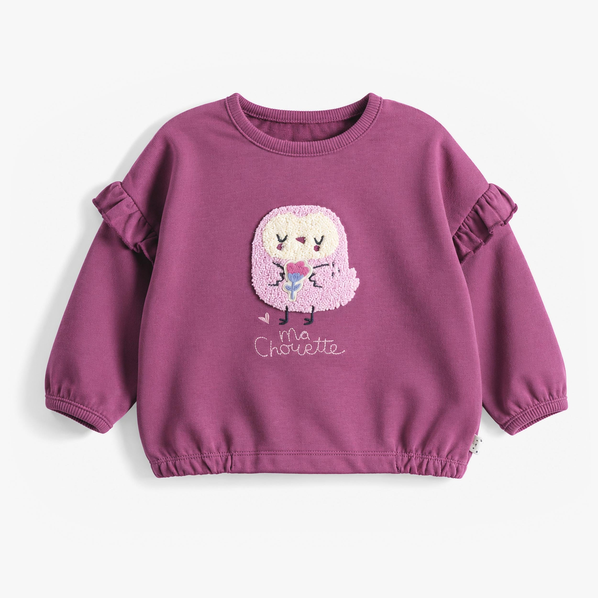 Chandail mauve en coton français avec illustration, bébé - Souris Mini