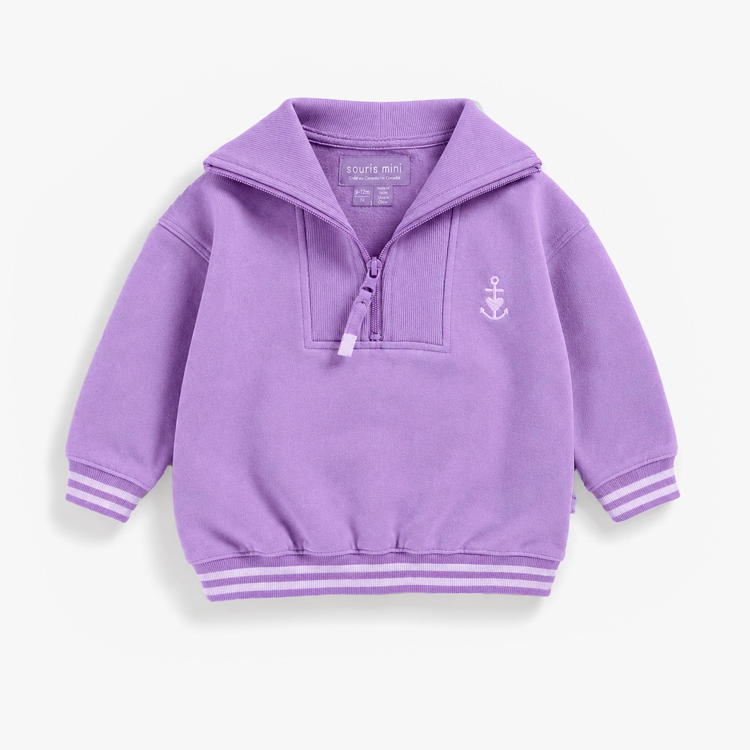 Chandail mauve zippé, bébé - Souris Mini