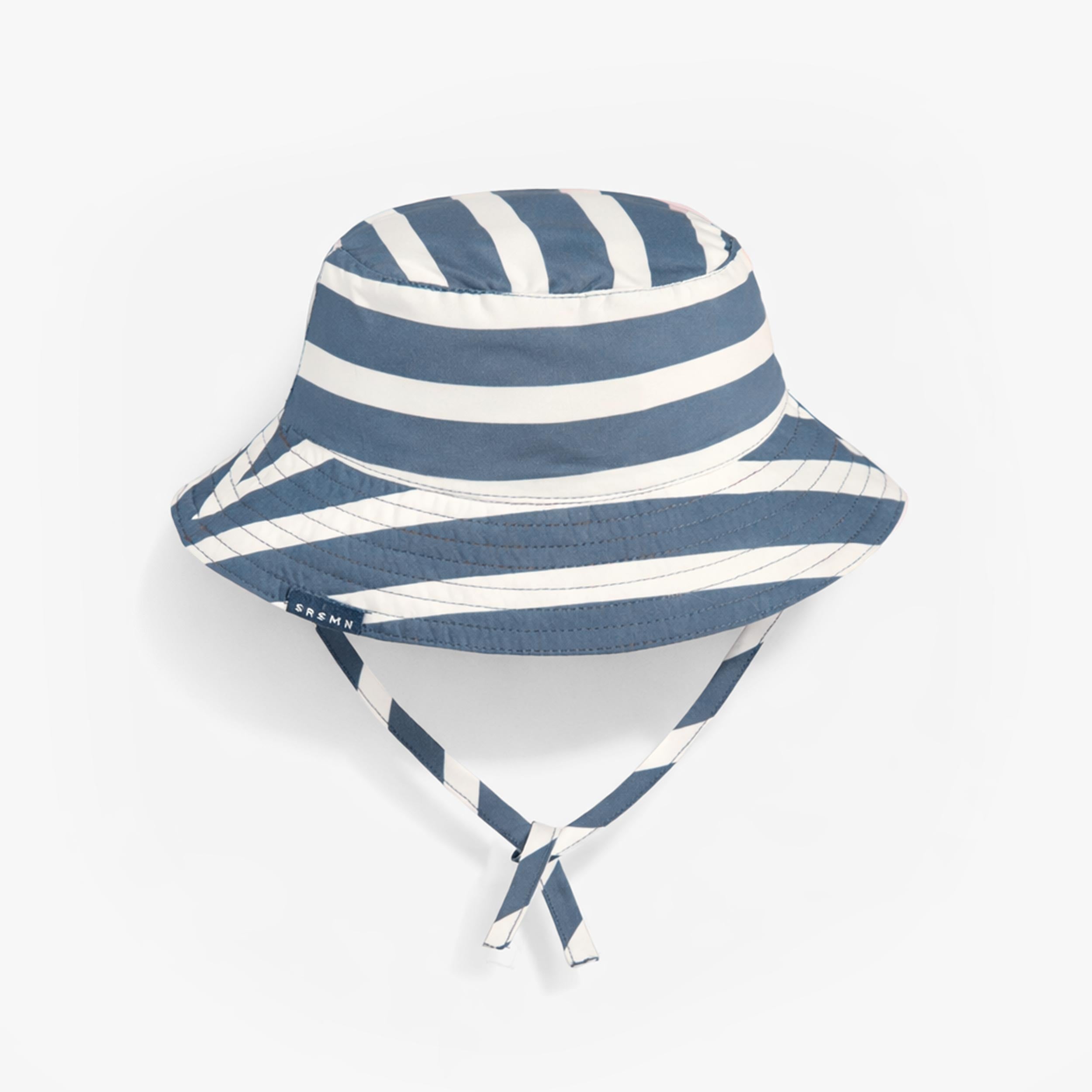 Chapeau de soleil réversible bleu et crème à rayures, bébé - Souris Mini