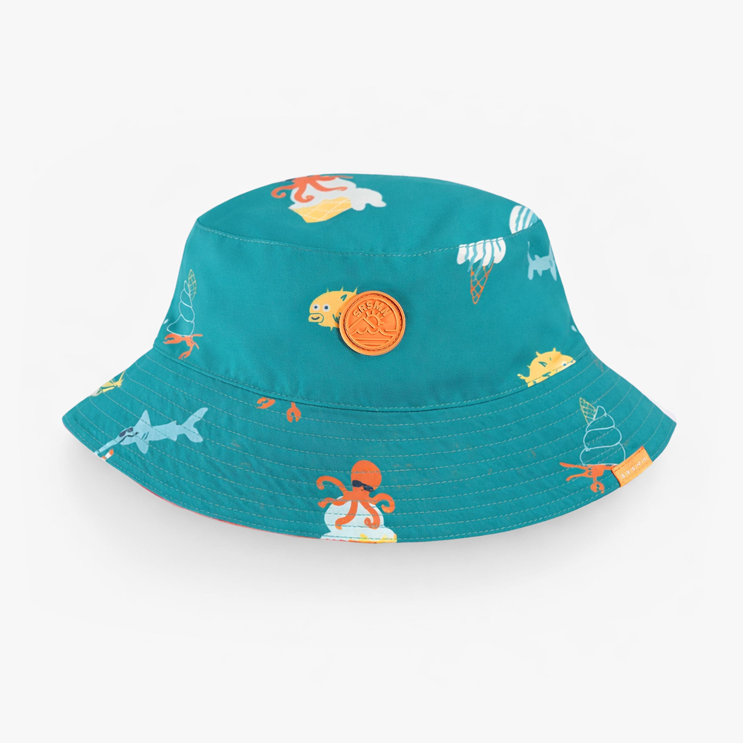 Chapeau de soleil réversible bleu sarcelle à motifs, enfant - Souris Mini