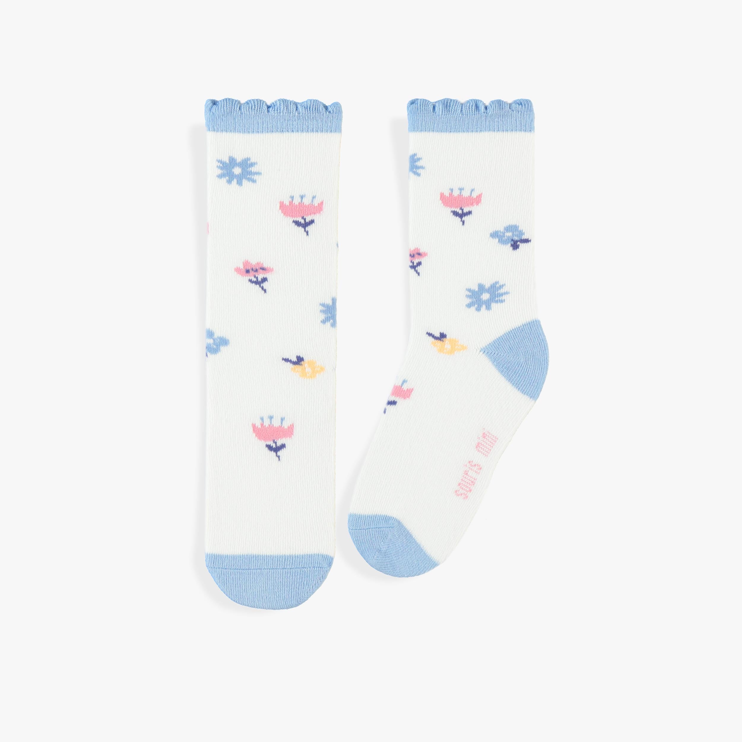 Chaussettes blanches avec fleurs, enfant - Souris Mini