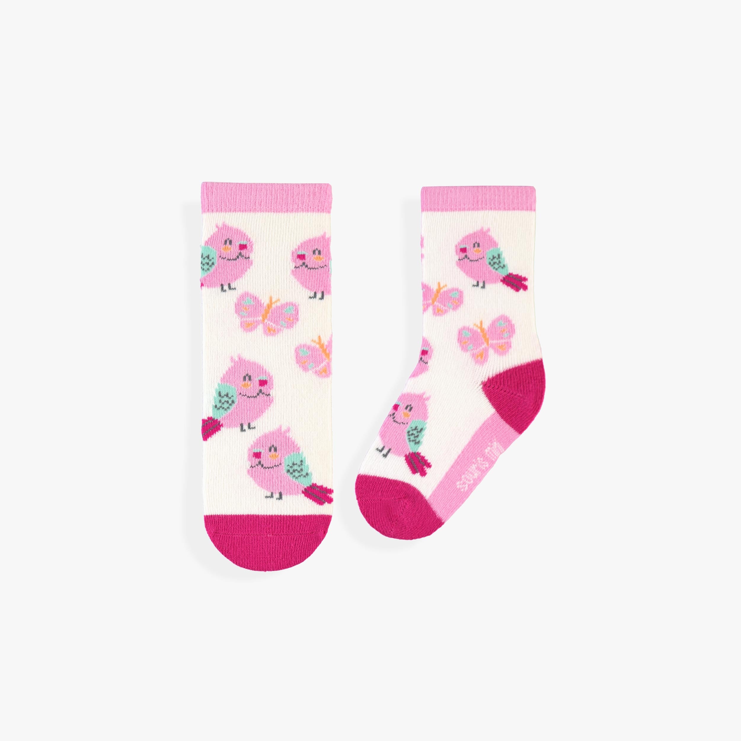 Chaussettes crème à motifs d'oiseaux, bébé - Souris Mini