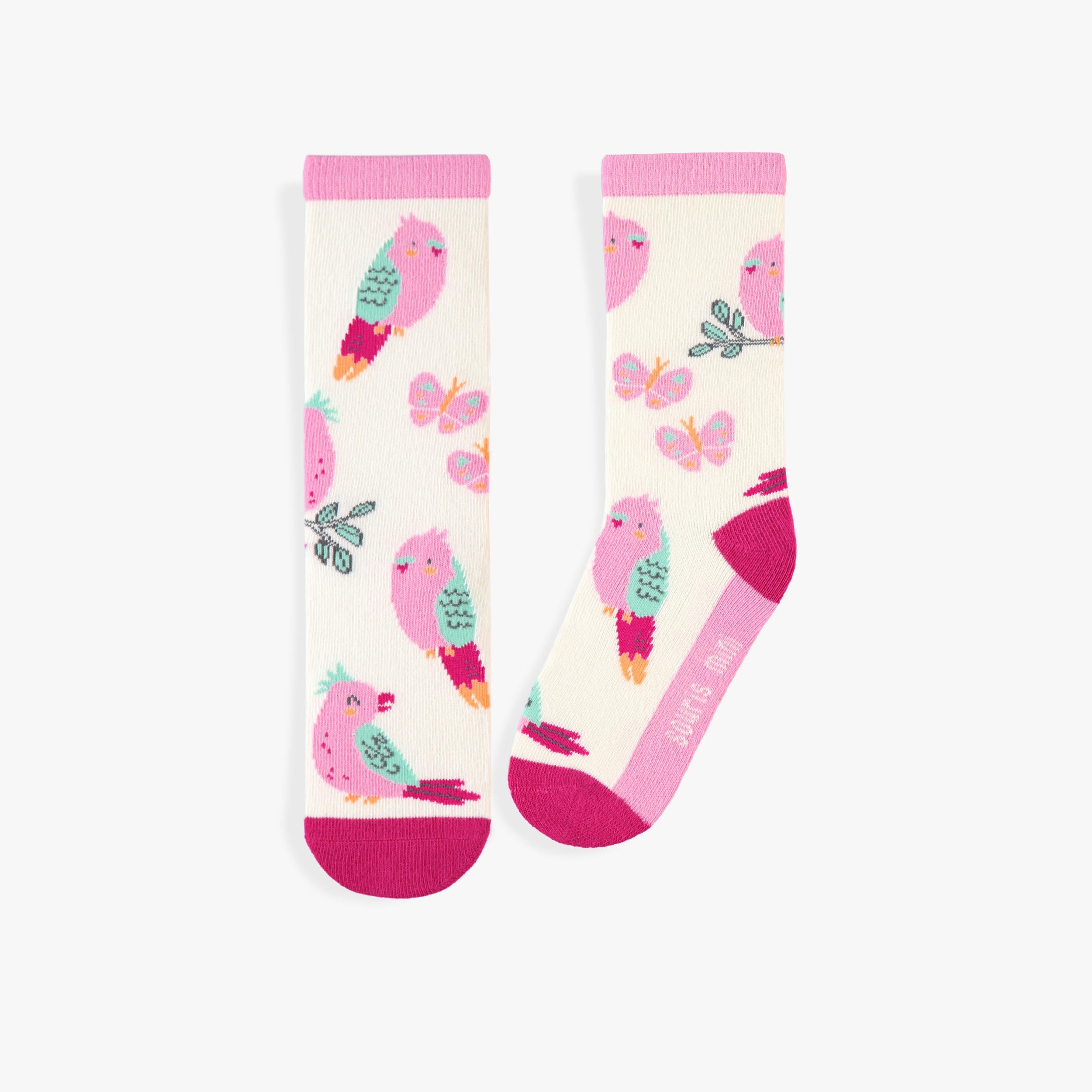 Chaussettes crème à motifs d'oiseaux, enfant - Souris Mini