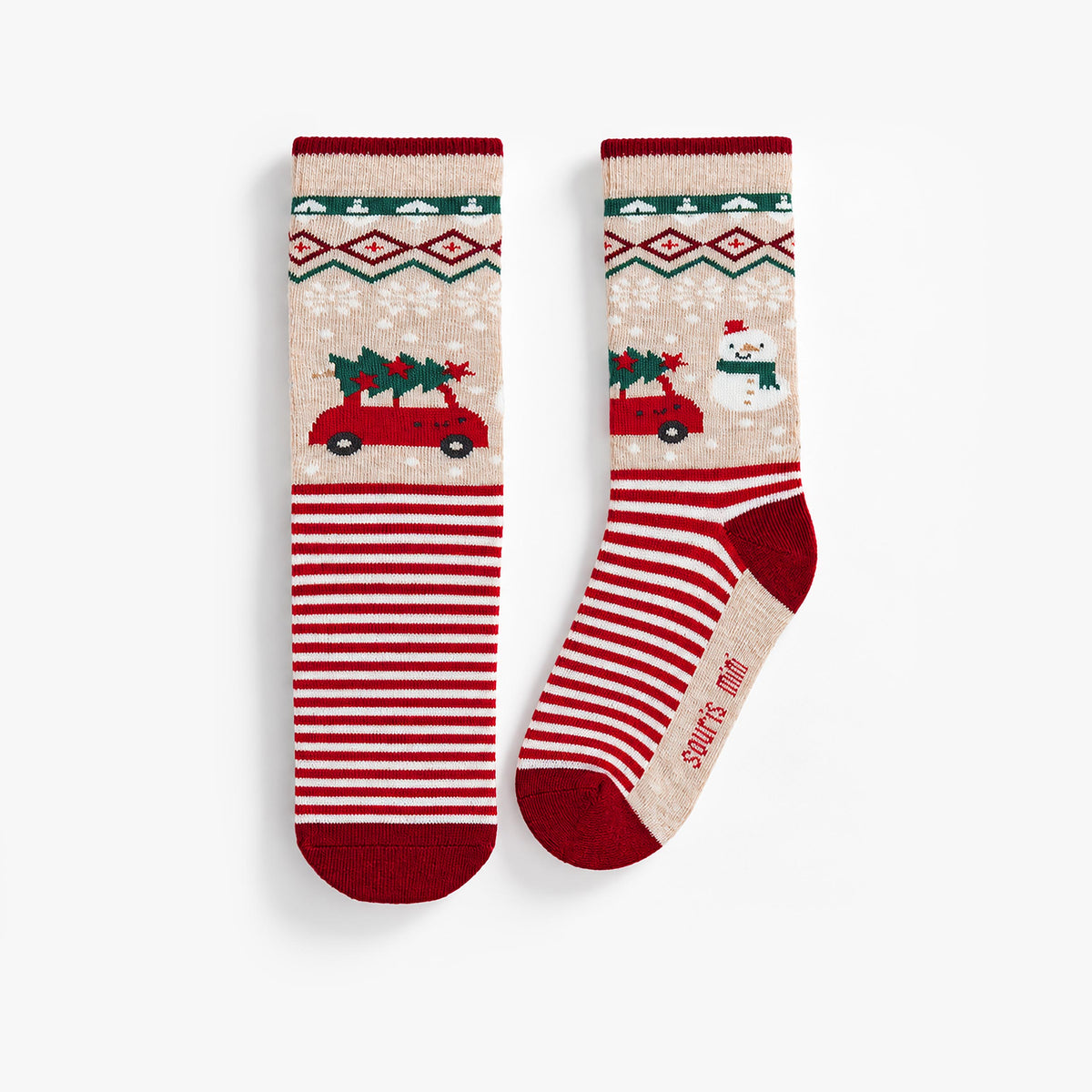 Chaussettes crème à imprimé des Fêtes, enfant - Souris Mini