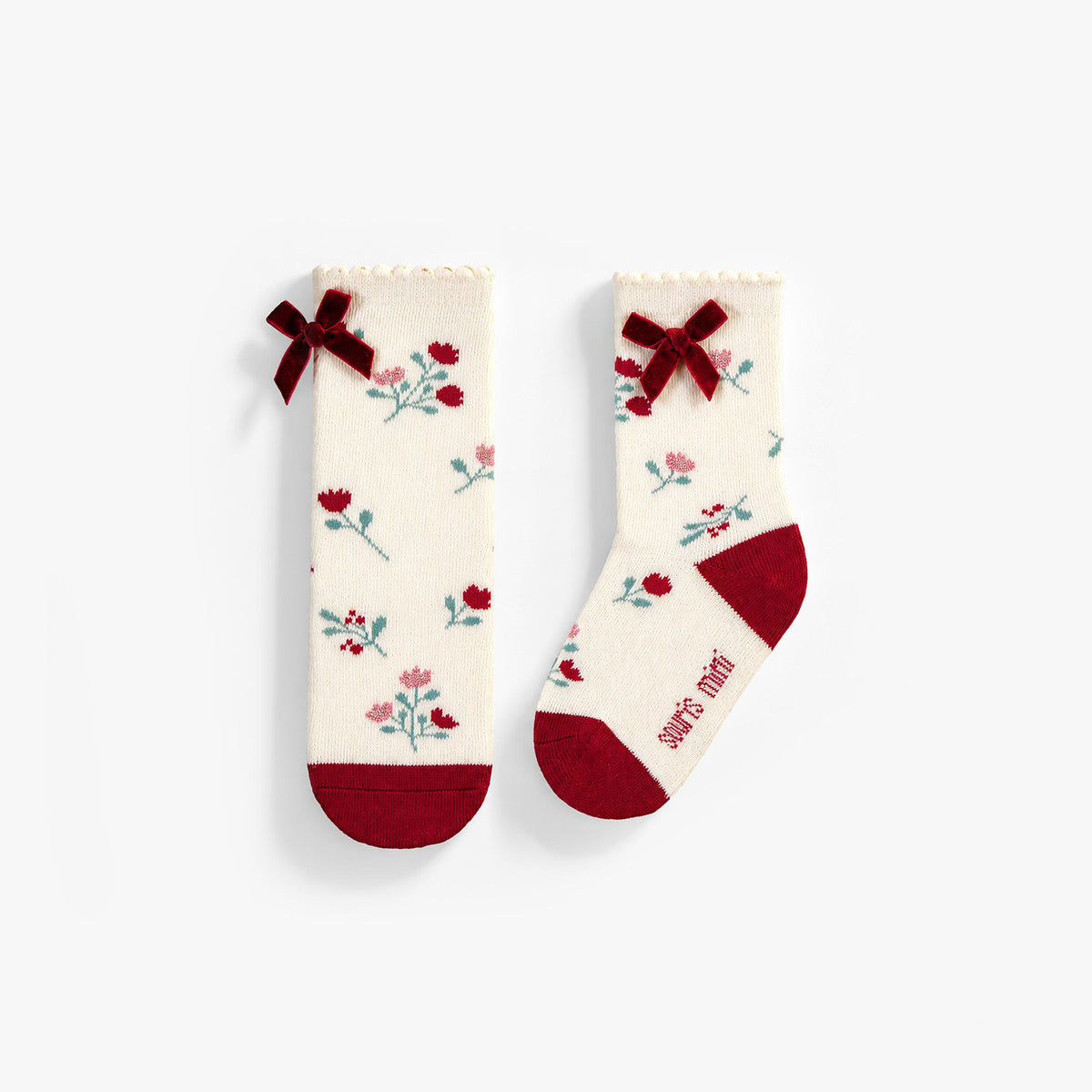 Chaussettes crème à imprimé floral, bébé fille - Souris Mini