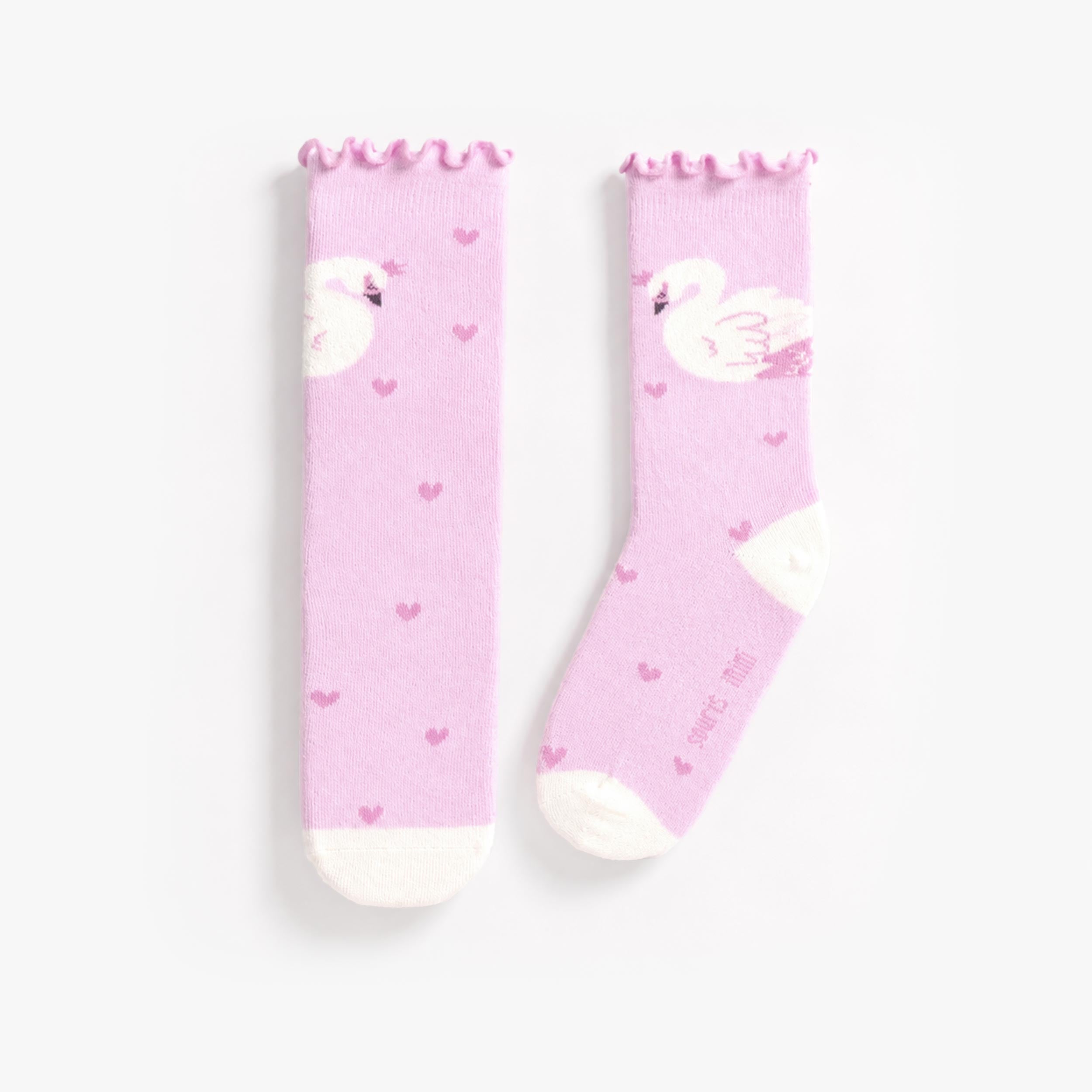 Chaussettes roses à motif cygne, enfant fille - Souris Mini