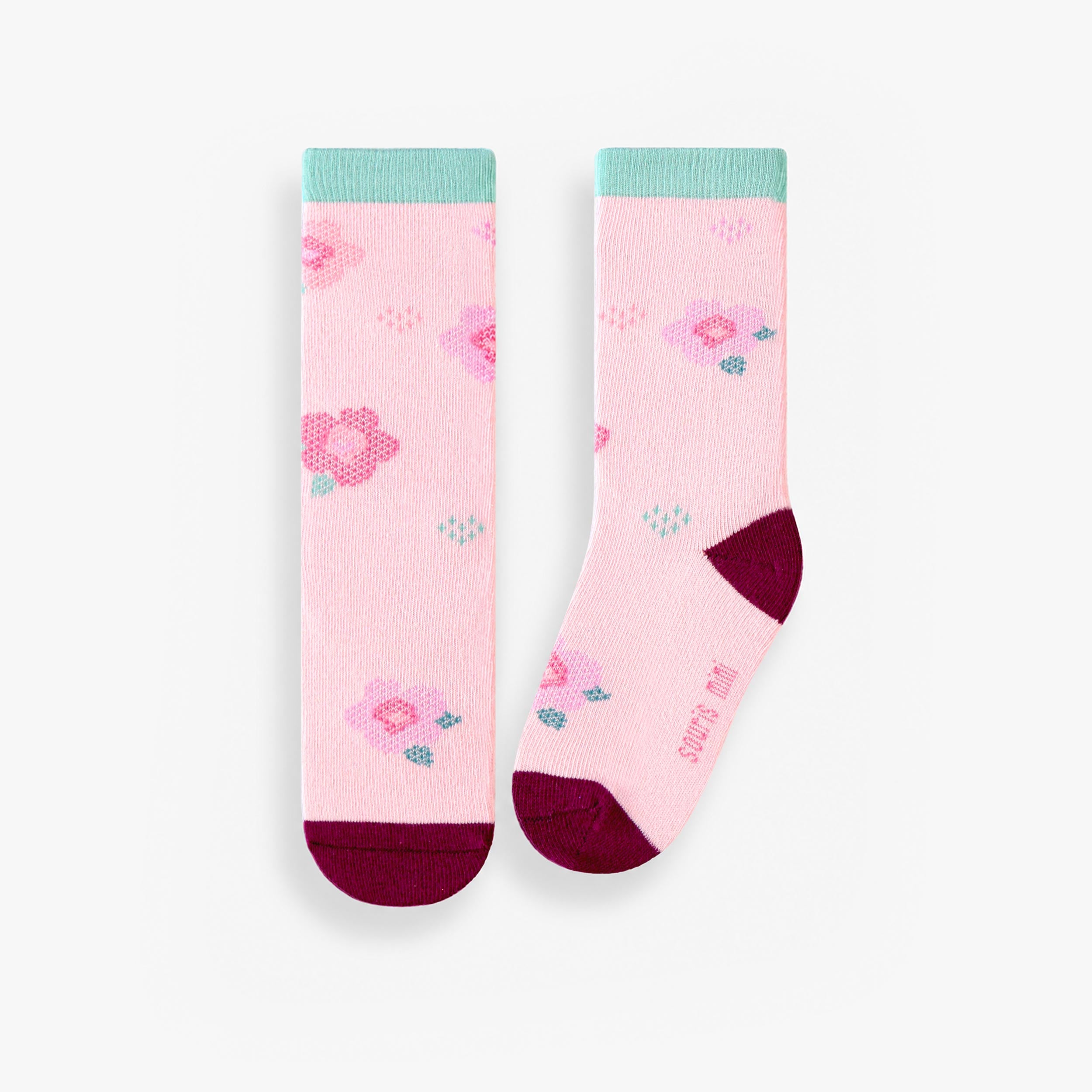 Chaussettes roses à motif floral, enfant - Souris Mini