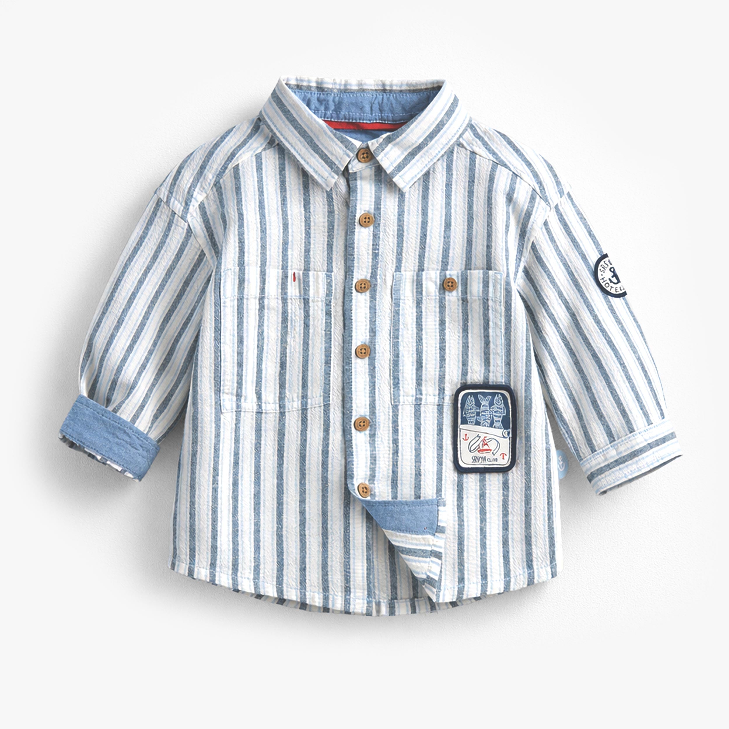 Chemise blanche à rayures bleues, bébé - Souris Mini