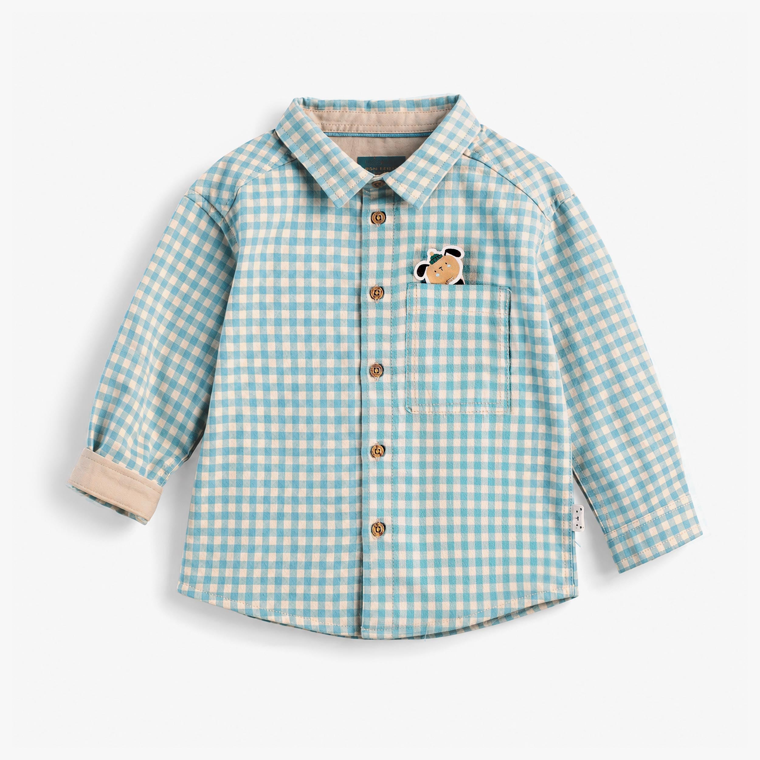 Chemise bleue à carreaux en flanelle brossée, bébé - Souris Mini