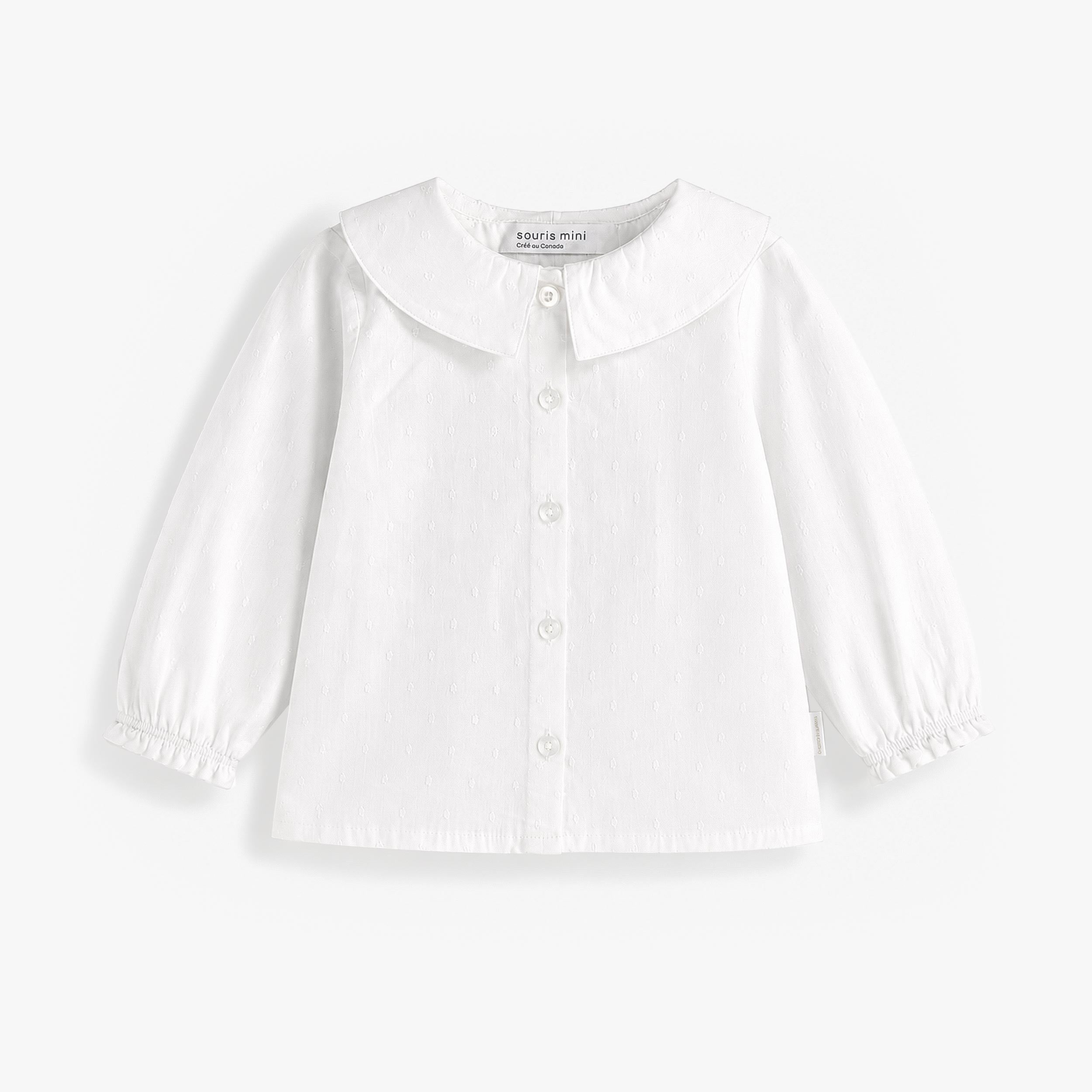 Chemise en popeline plumeti blanche, bébé - Souris Mini