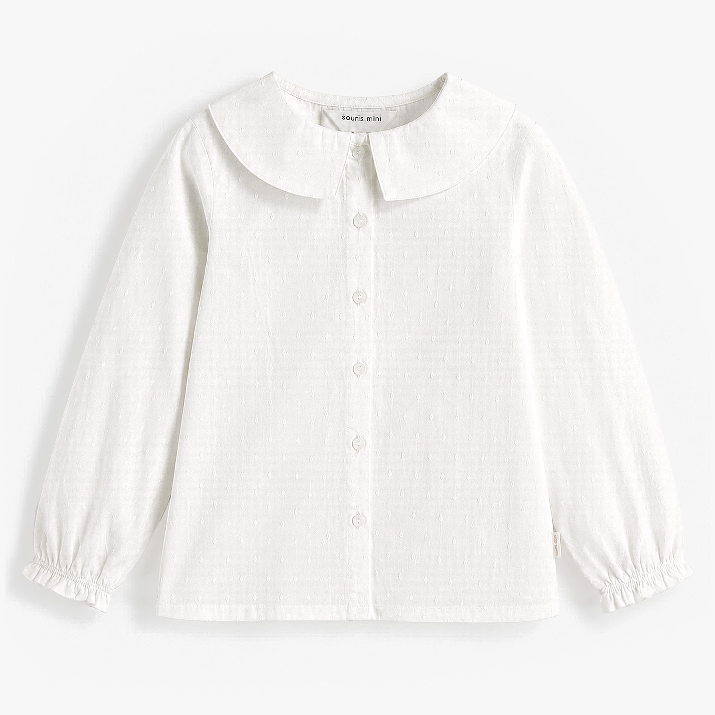 Chemise en popeline plumeti blanche, enfant - Souris Mini