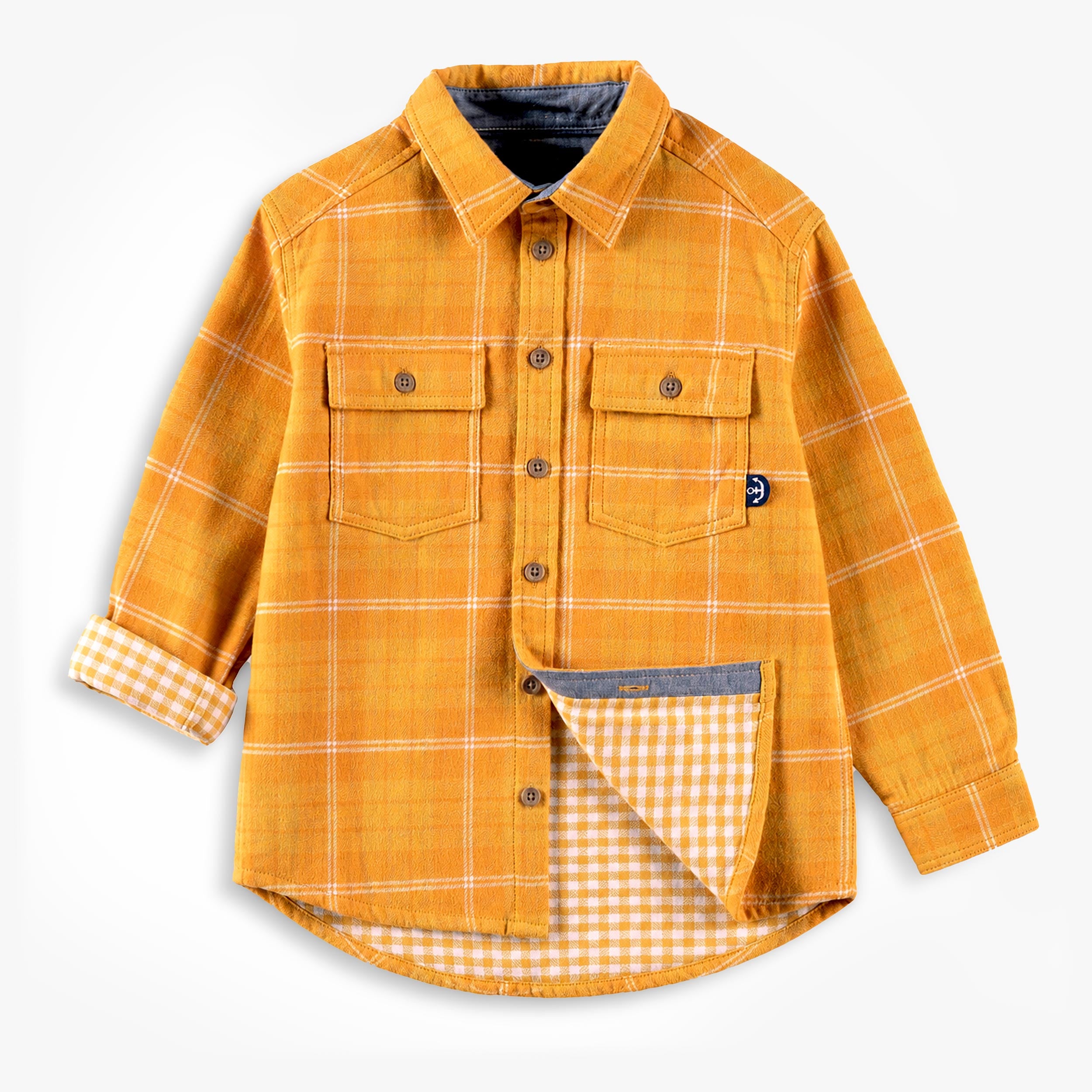 Chemise jaune moutarde à carreaux, enfant - Souris Mini