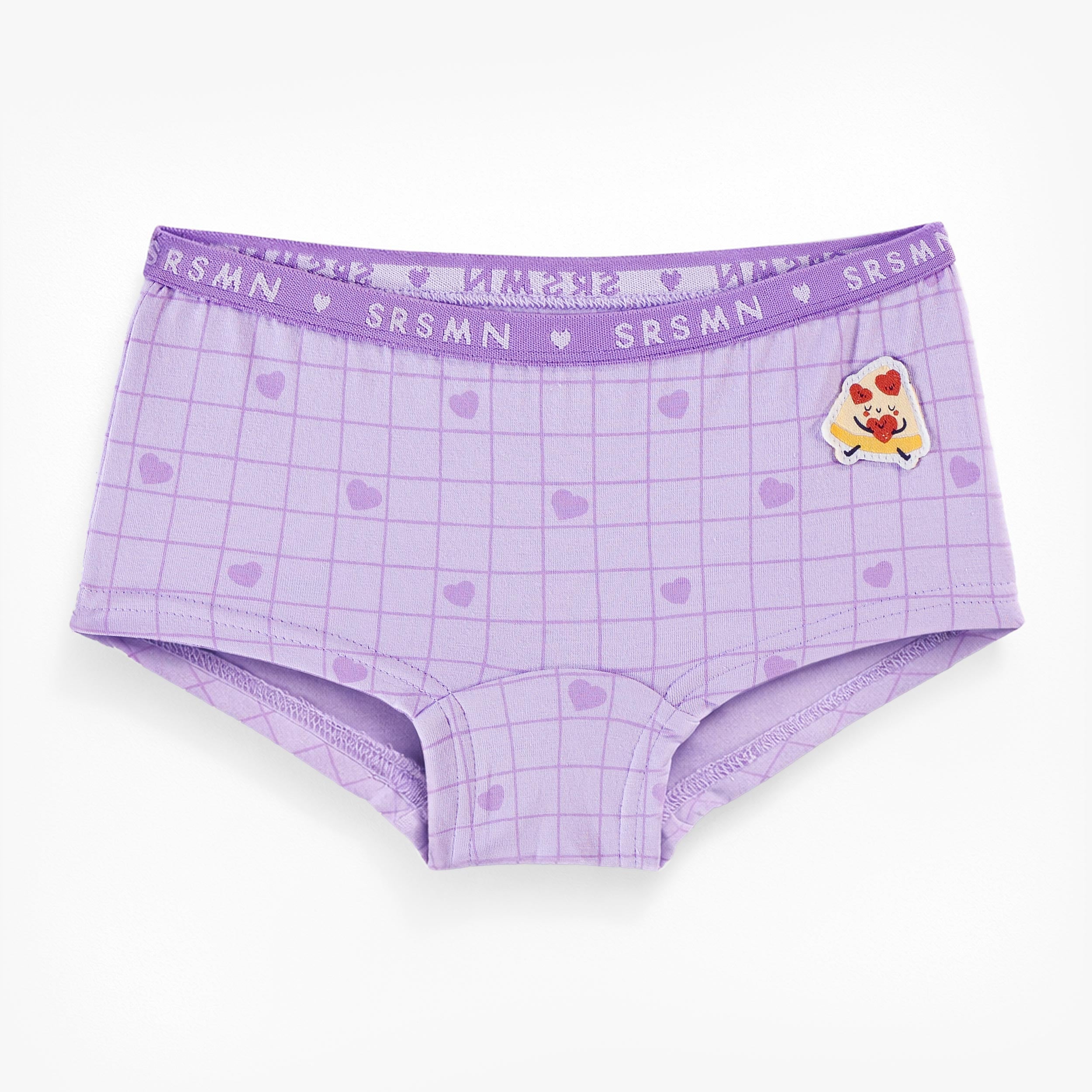 Culotte garçonne mauve avec cœurs et pizza, enfant - Souris Mini