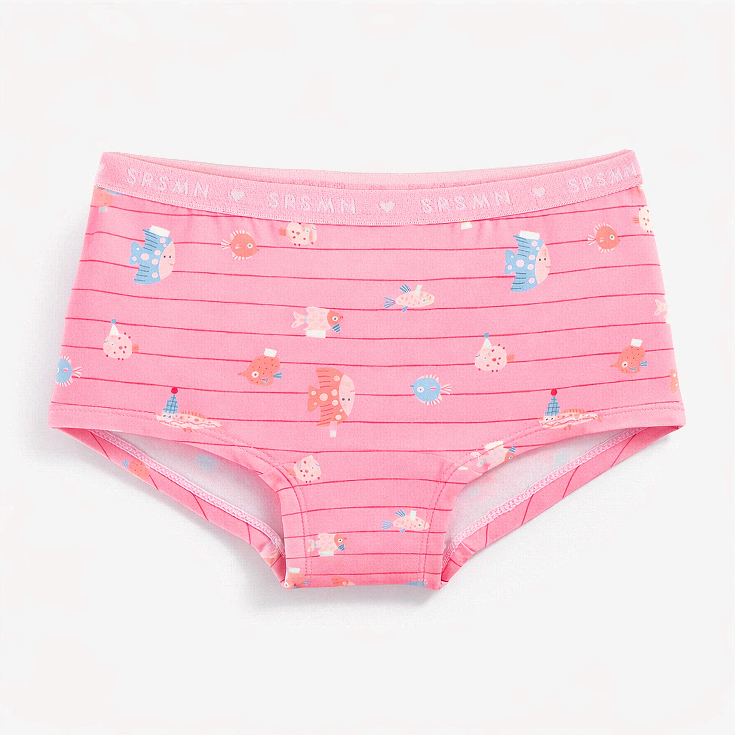 Culotte garçonne rose avec rayures et motifs de poissons, enfant - Souris Mini