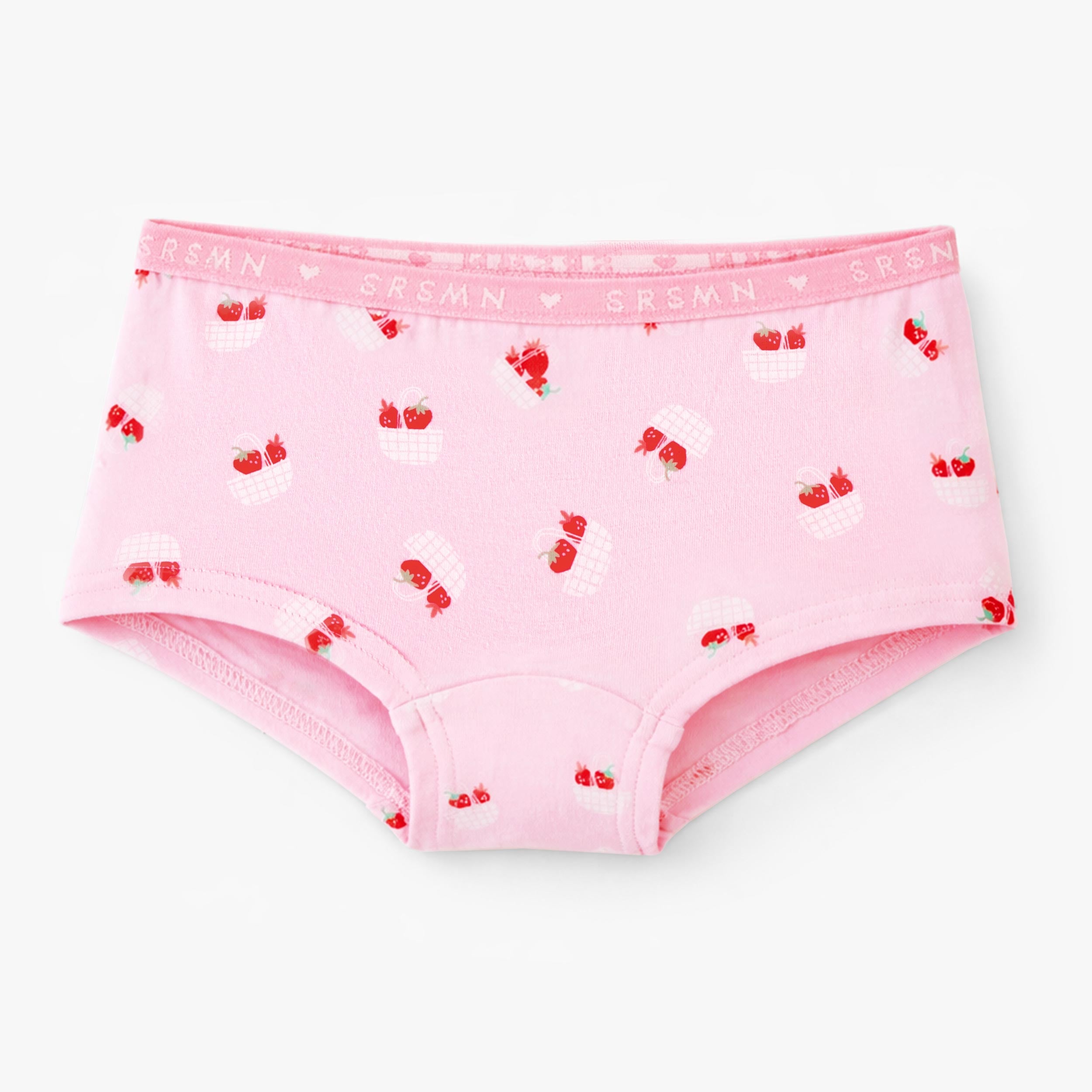 Culotte garçonne rose pâle à motifs de paniers de fraises, enfant - Souris Mini