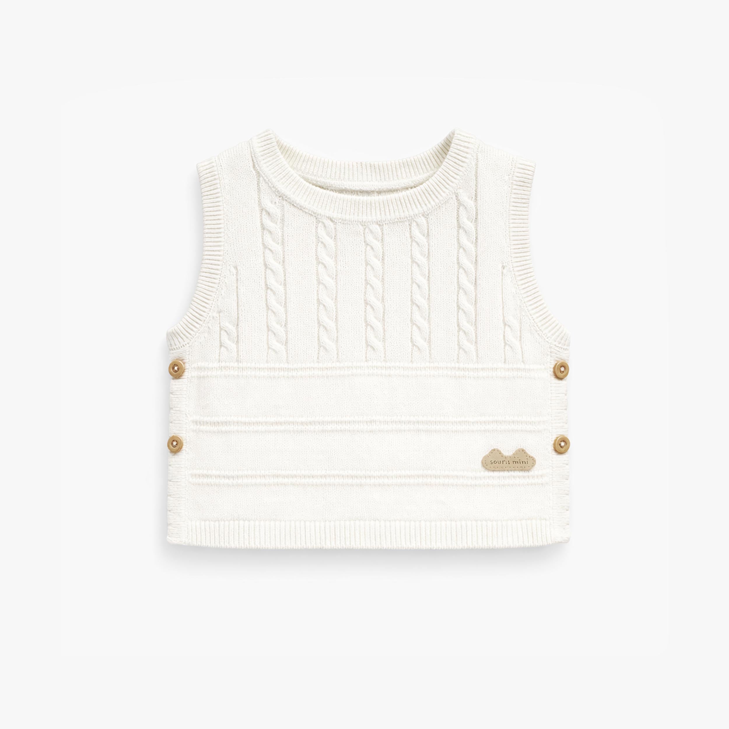 Débardeur crème en tricot, naissance - Souris Mini