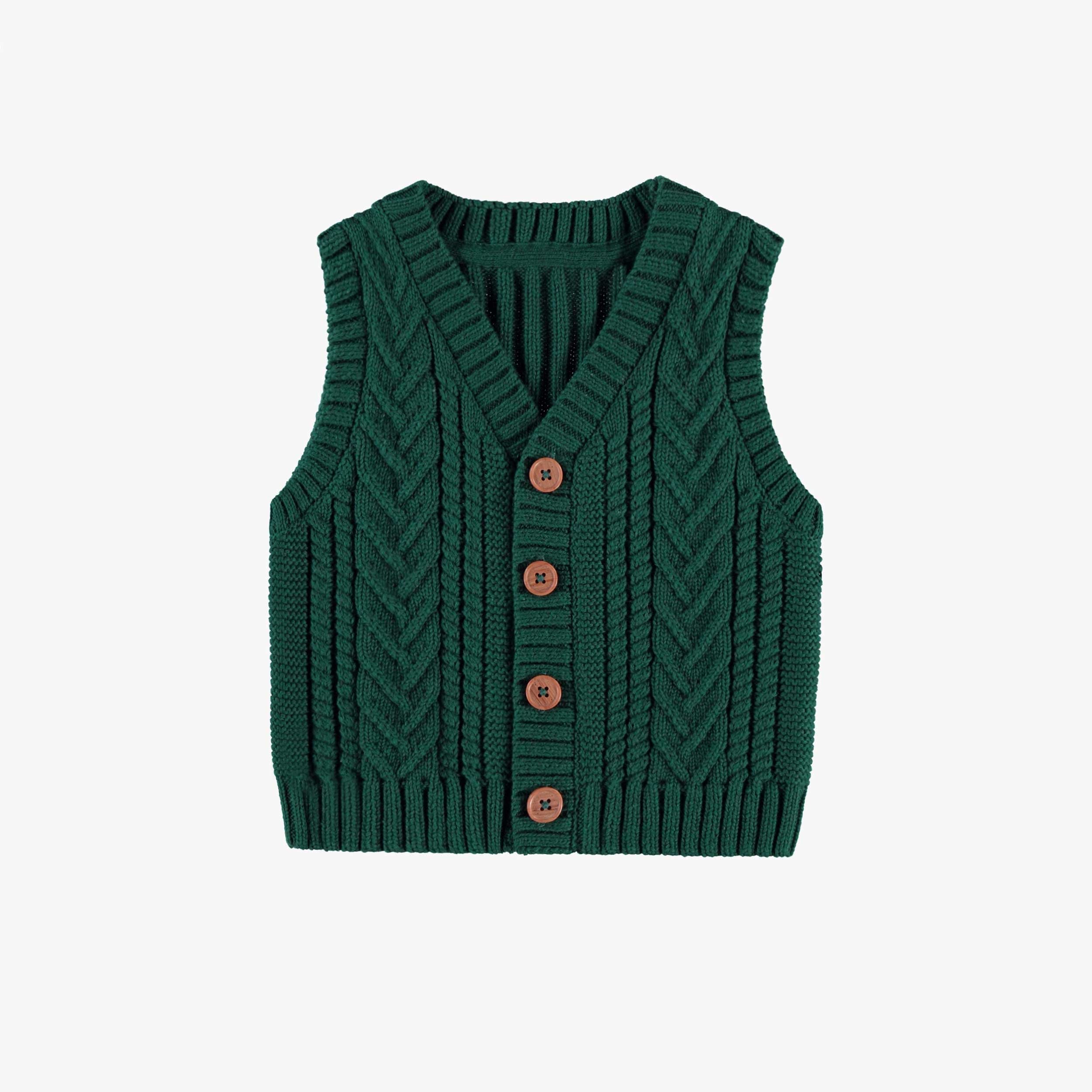 Bibiy BLAIR KNIT VEST グリーン Green knit sweater vest, baby | Souris Mini - Souris Mini