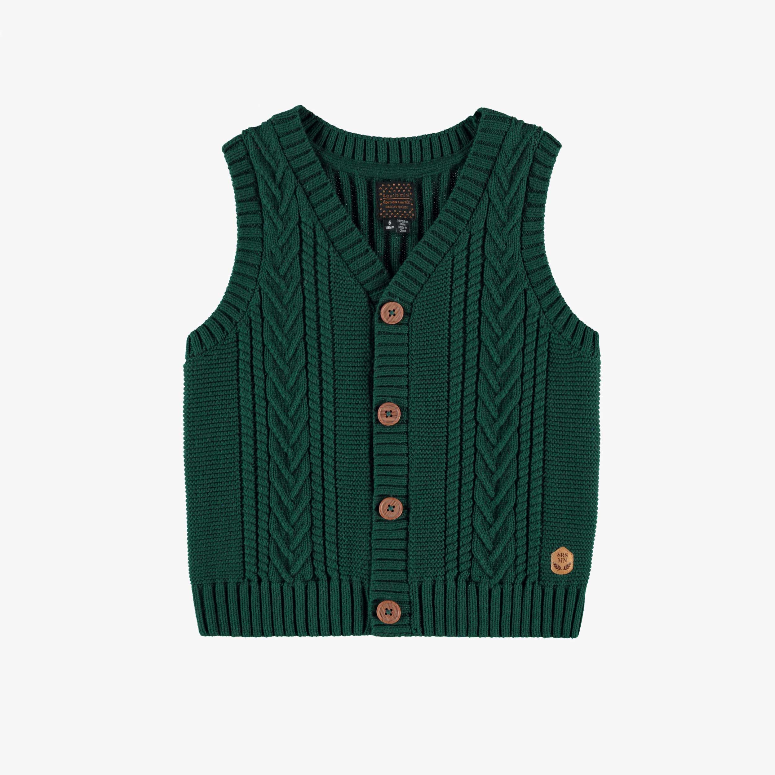 Green knit sweater vest, child | Souris Mini - Souris Mini