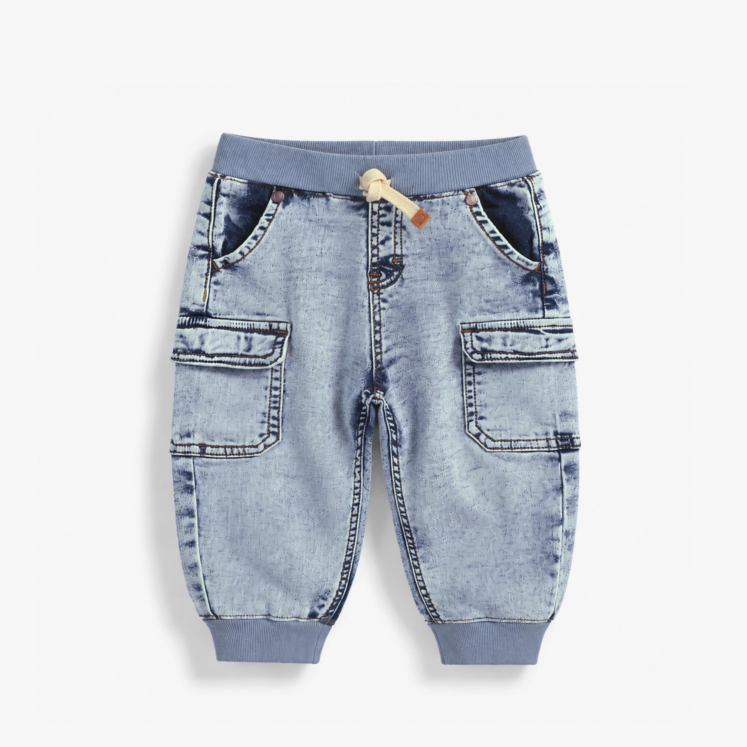 Denim jogger bleu pâle à poches cargo, bébé - Souris Mini
