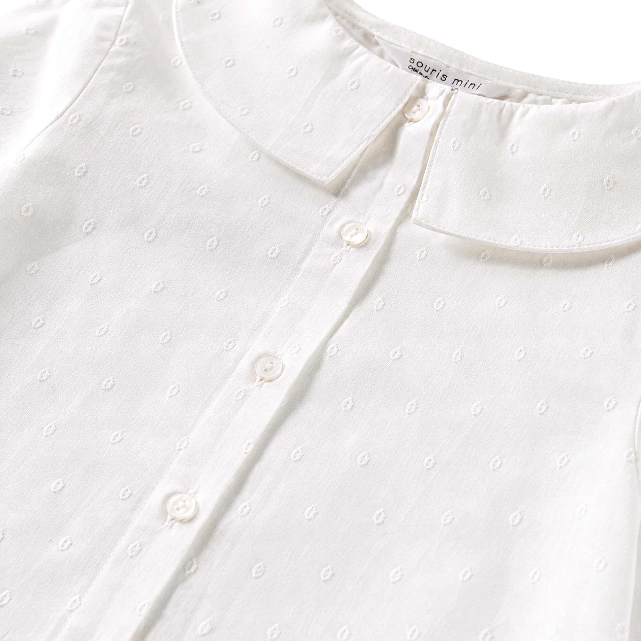Détails de la chemise en popeline plumeti blanche, enfant - Souris Mini