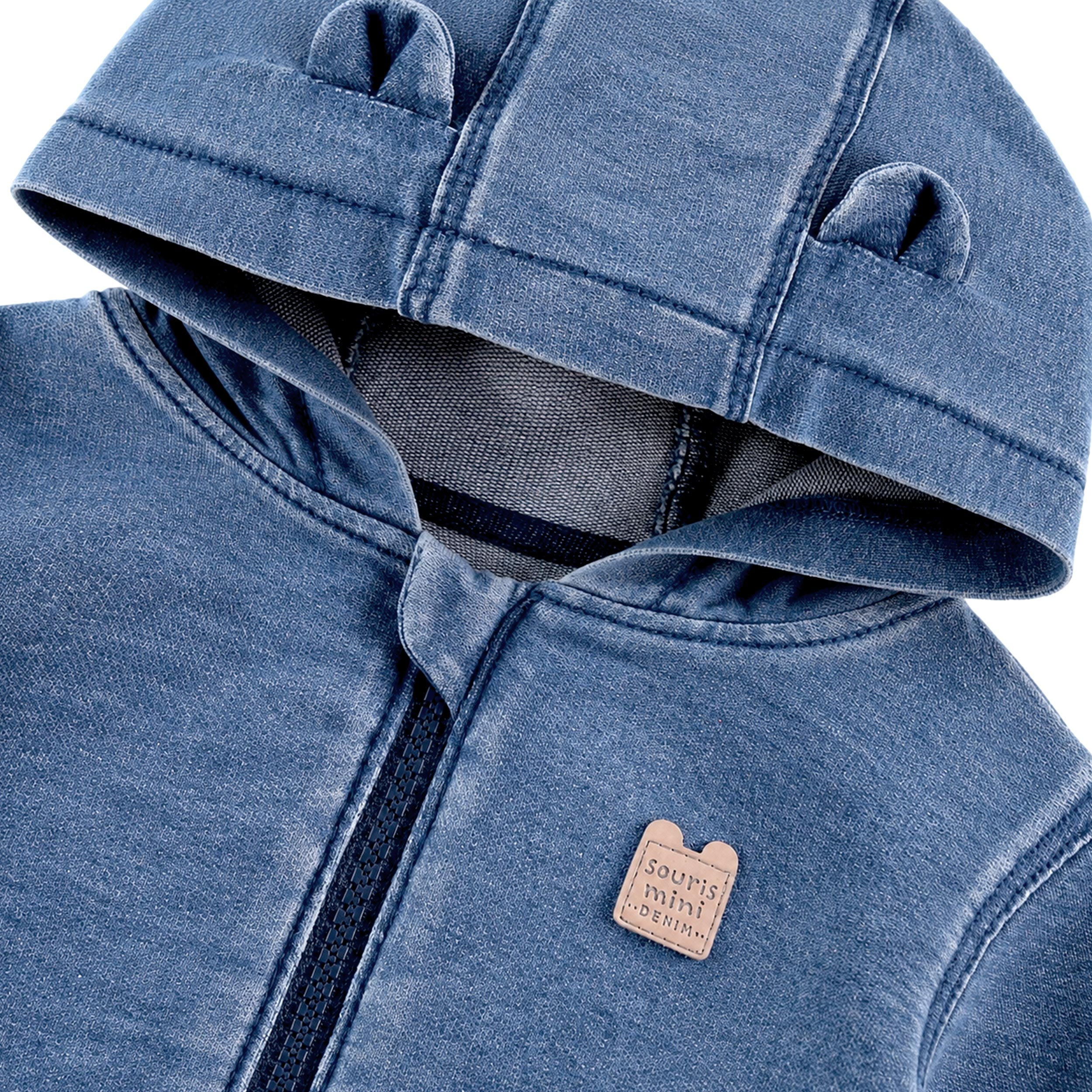 Détails de la veste en coton français style denim, layette - Souris Mini