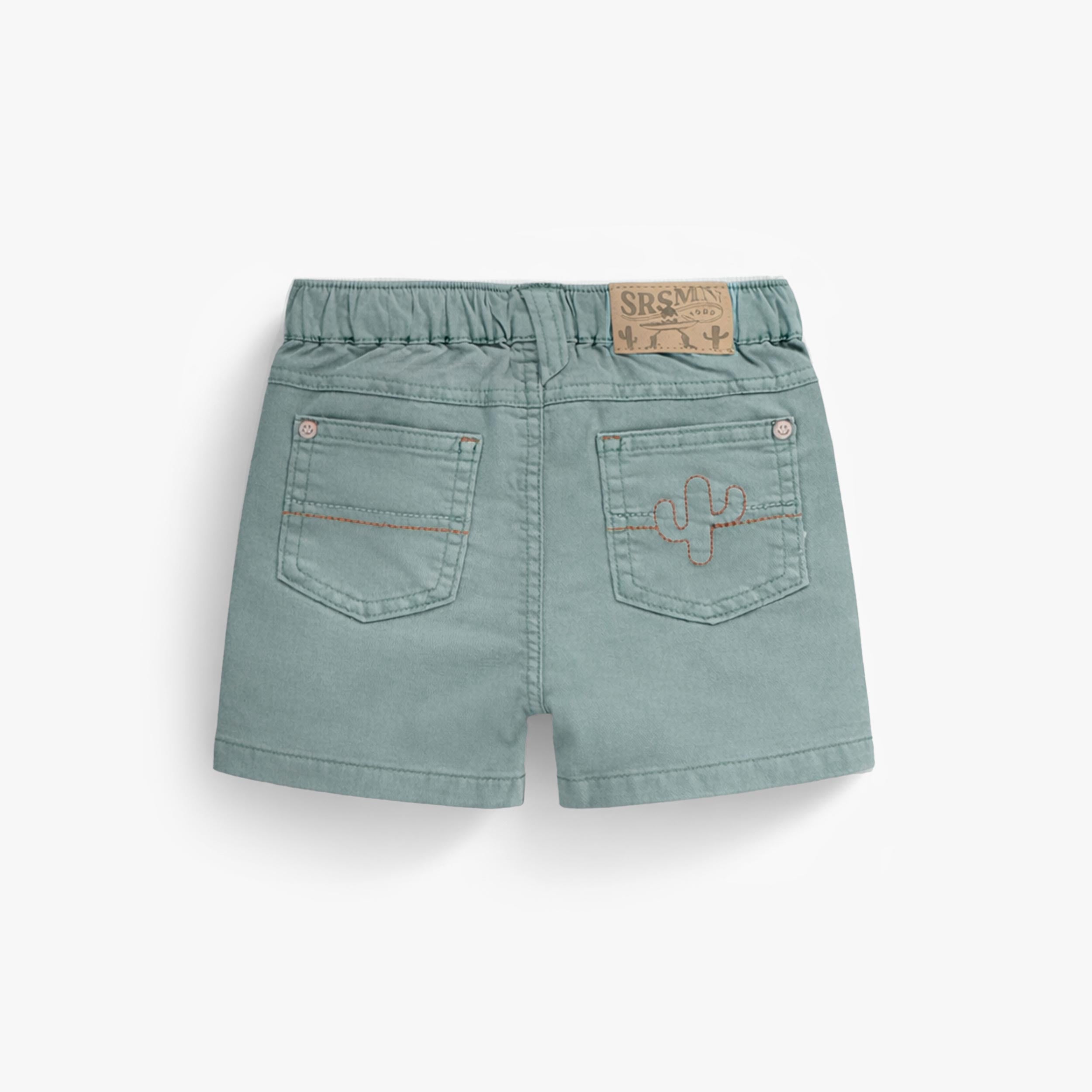 Dos du bermuda turquoise en denim, bébé 